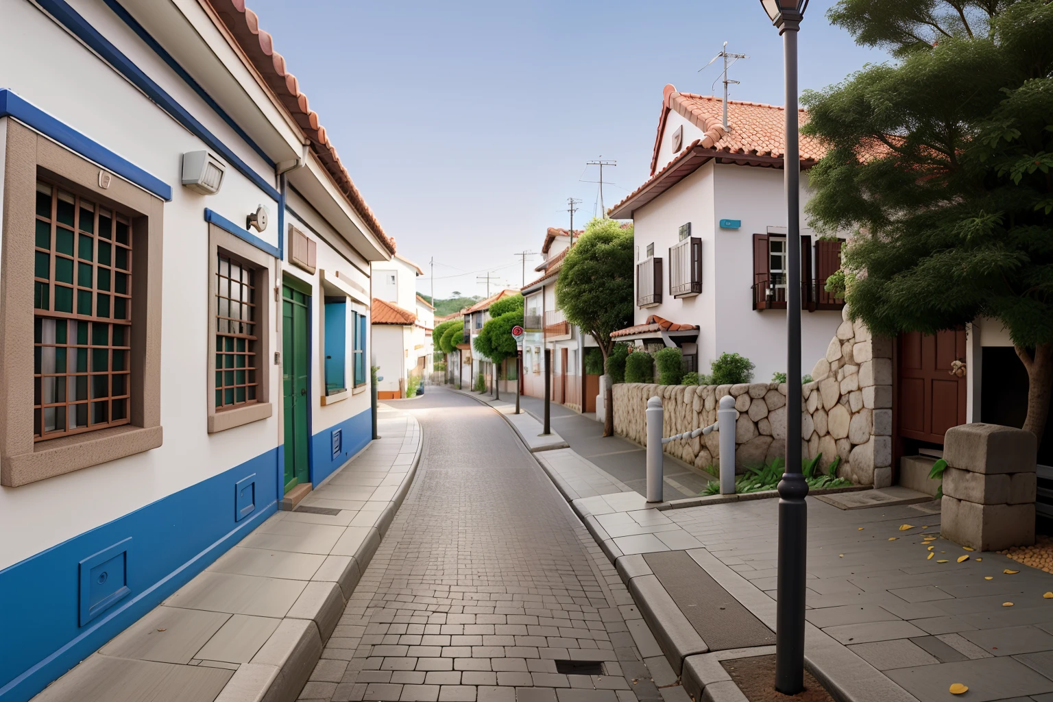 uma rua com casas coloniais utilizada para realizar casamentos