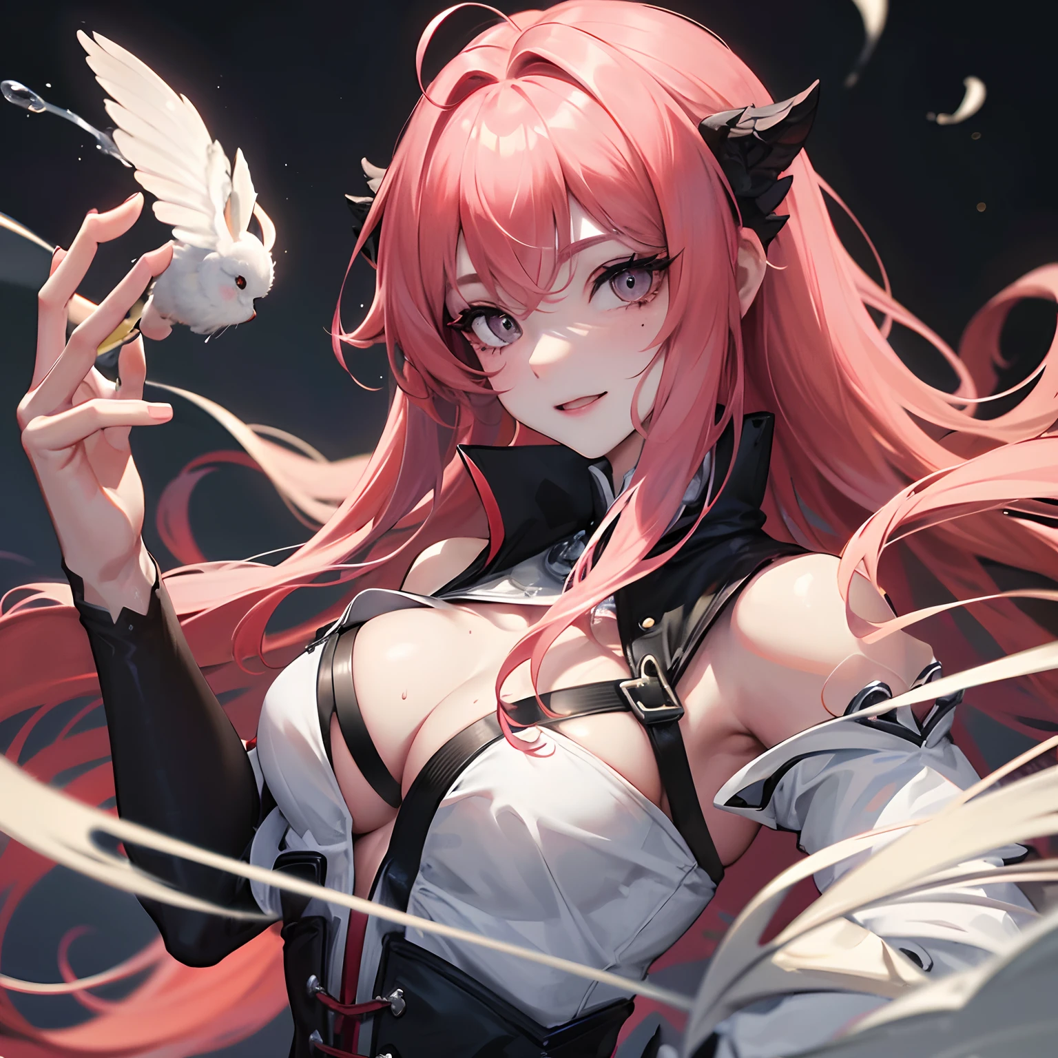 Red long hair, Grey eyes, blush, Smile, Tolerable, Masterpiece, Best Quality, high resolucion;,detail enhancement,best qualtiy,perfect image quality,Beautiful and sexy, One-person viewpoint, Small moles under the eyes , prety, large full breasts, s whole body, perfect hand, perfect body figure, 8K, 흥분한, Liquid flow, Fluids, Big breasts, pure white skin, Like a Witch, black dress, Heavy makeup, Sneering, graceful, cheeky