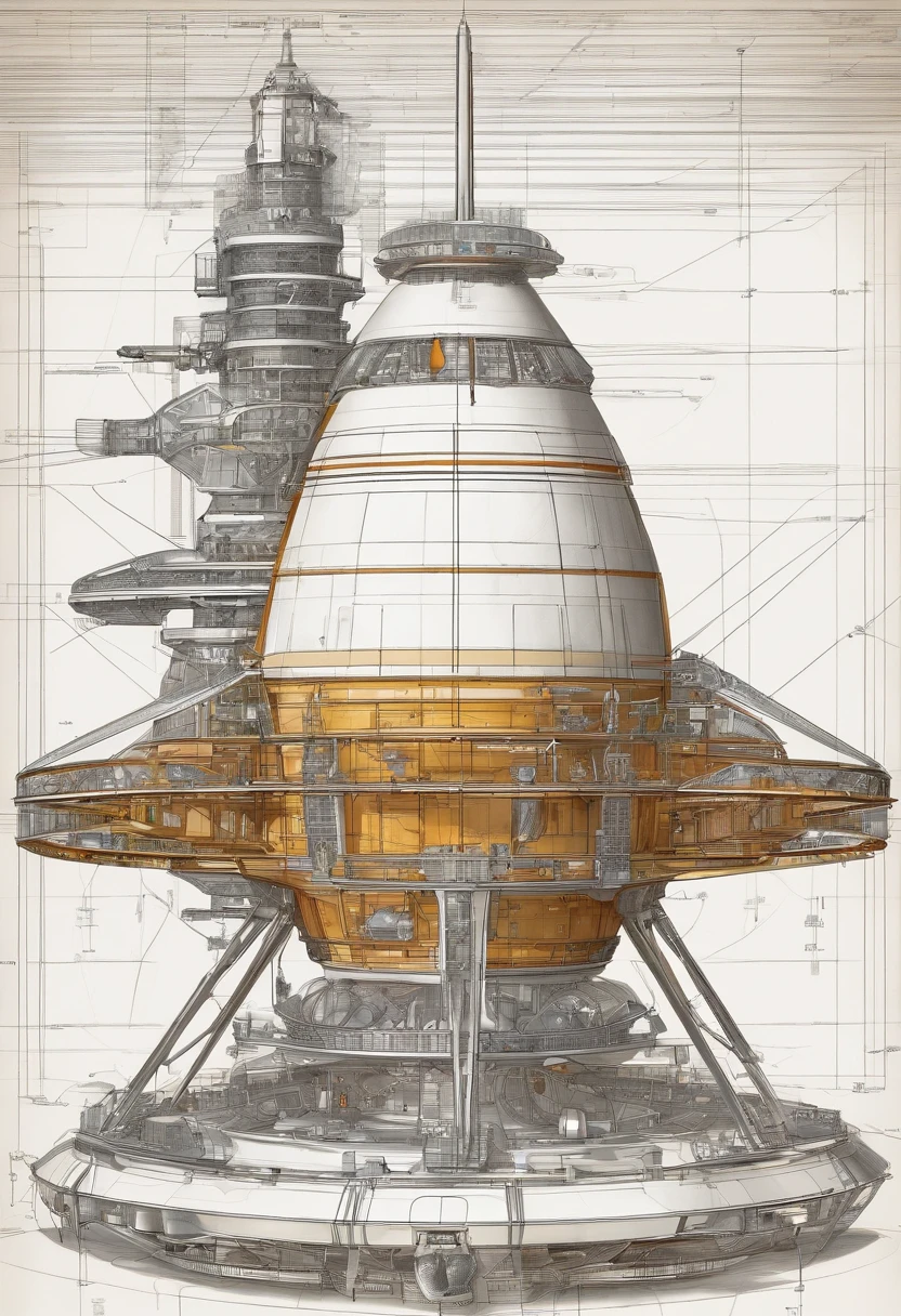 Diagramatic drawing of the structure of spacecraft