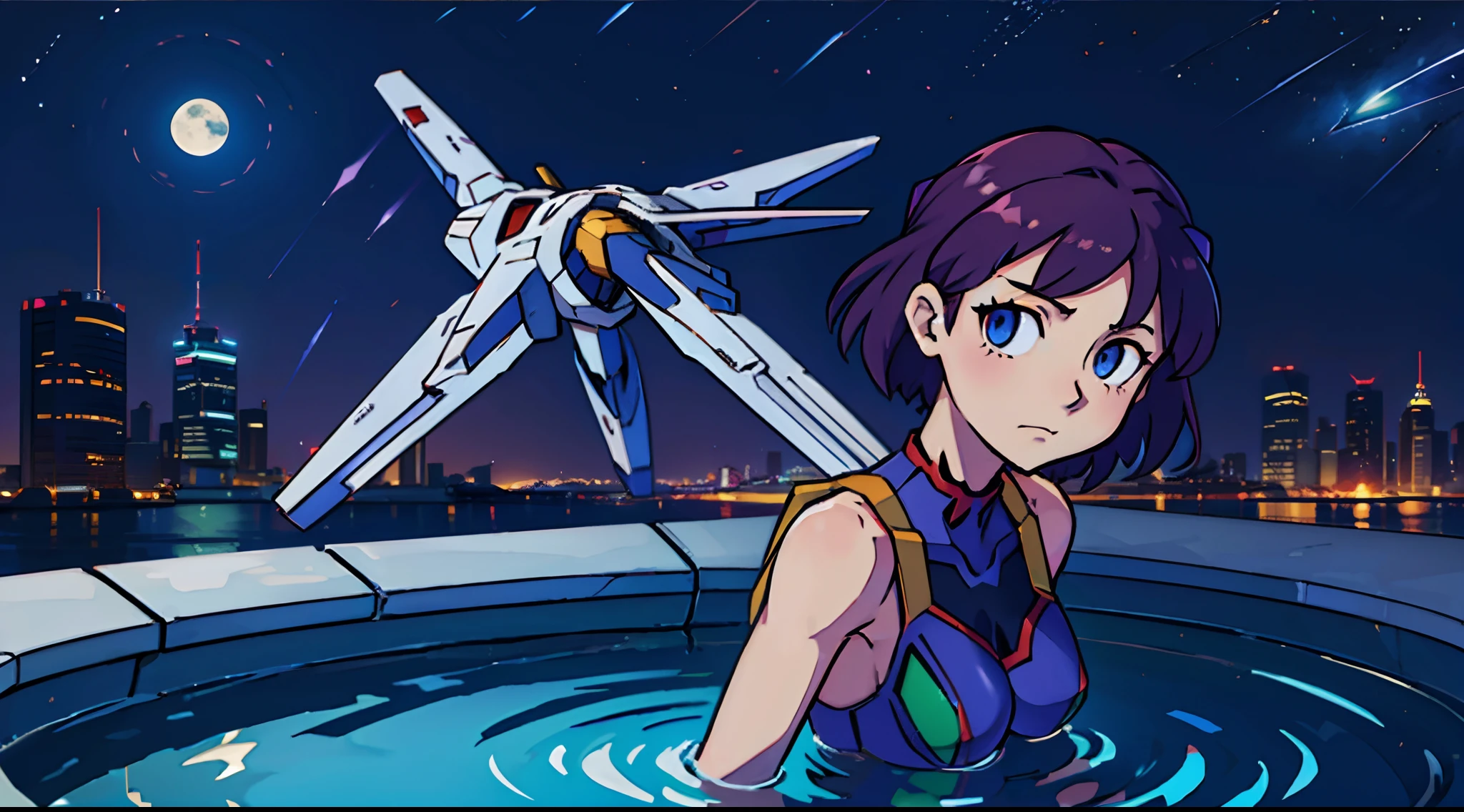 asuka from evangelion In fount of a Gundam