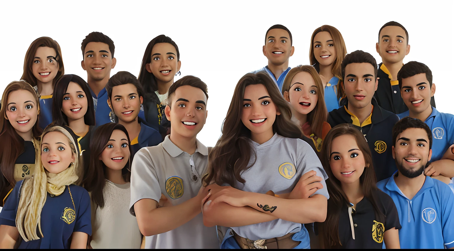 Grupo de jovens posando para uma foto em alta qualidade