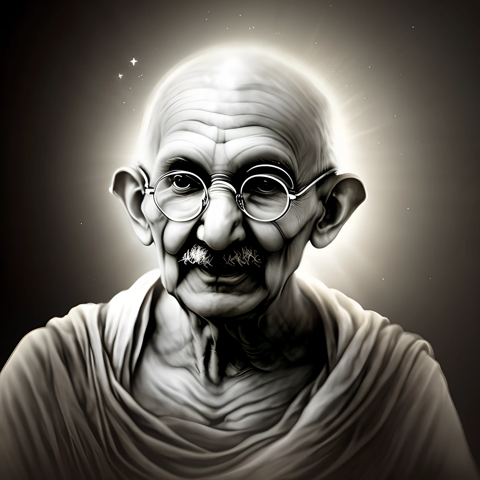 Gandhi as a floating ghost