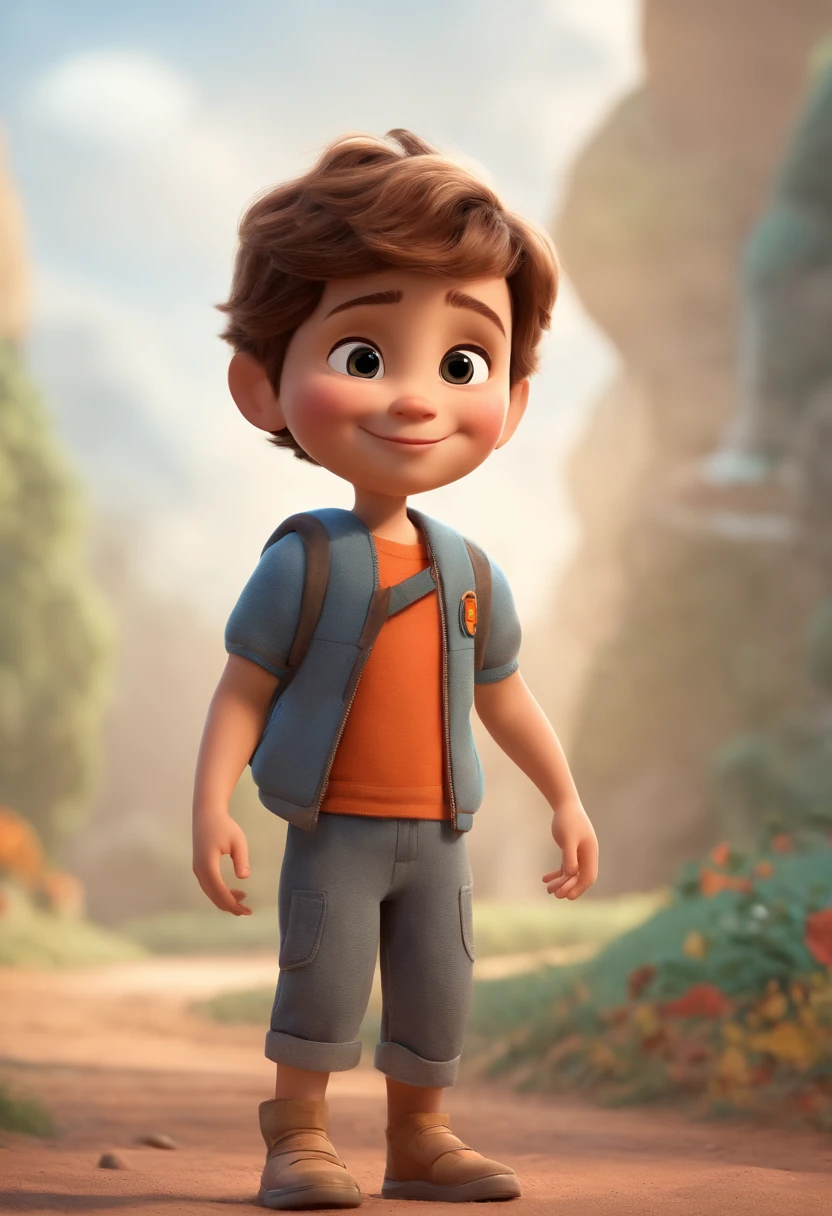 a happy cute ??? standing short hair, vestindo uma fantasia espacial, , fundo branco, barnet, Tom, Estilo Pixar, ....3d, desenhos animados, rosto detalhado, asymmetrical 16k
