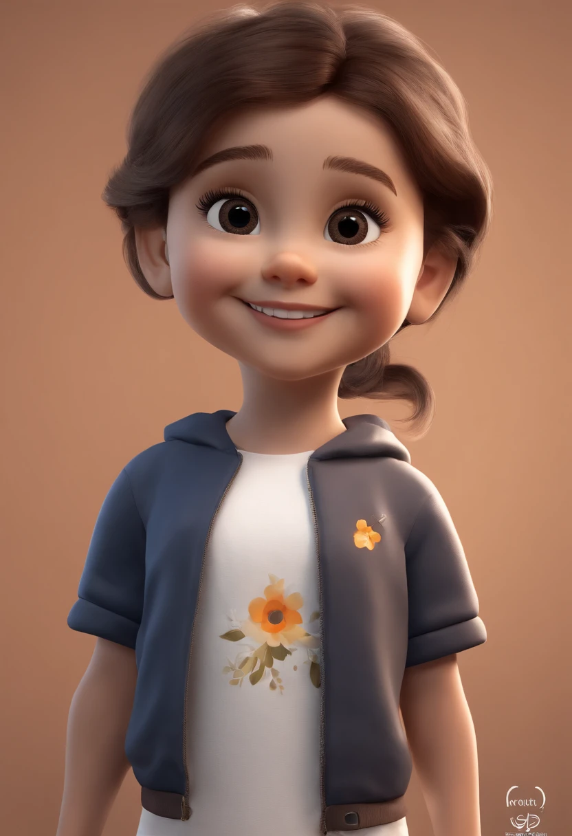 a happy cute ??? girl standing short hair, loira, olhos castanhos, feliz, sorridente, vestindo roupa fitness, fundo branco, barnet, Tom, Estilo Pixar, ......3d, desenhos animados, rosto detalhado, asymmetrical 16k