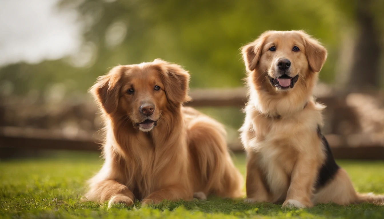 Create an engaging and detailed caption for a high-resolution 16:9 image featuring a professionally executed pet photoshoot. In this enchanting scene, a variety of charming and adorable pets, including dogs, cats, and even exotic animals, are harmoniously posed together on a lush and vibrant green lawn. This image is intended for use in a promotional campaign within the pet industry, showcasing the heartwarming and joyful moments of these pets as they interact and bond with each other in a stunning and visually captivating natural setting.