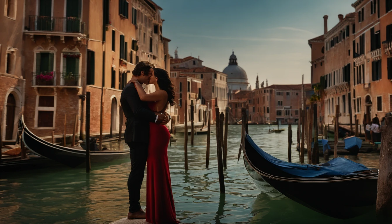 [Hulk and Wonder Woman kissing passionately, enjoying the beauty of Venice, charm of the city], black hair, hyperrealism, cinematic lighting, high details, masterpiece, best quality, 8k, UHD, accurate, anatomically correct, super details, high details, high quality, best quality, high resolution, HD