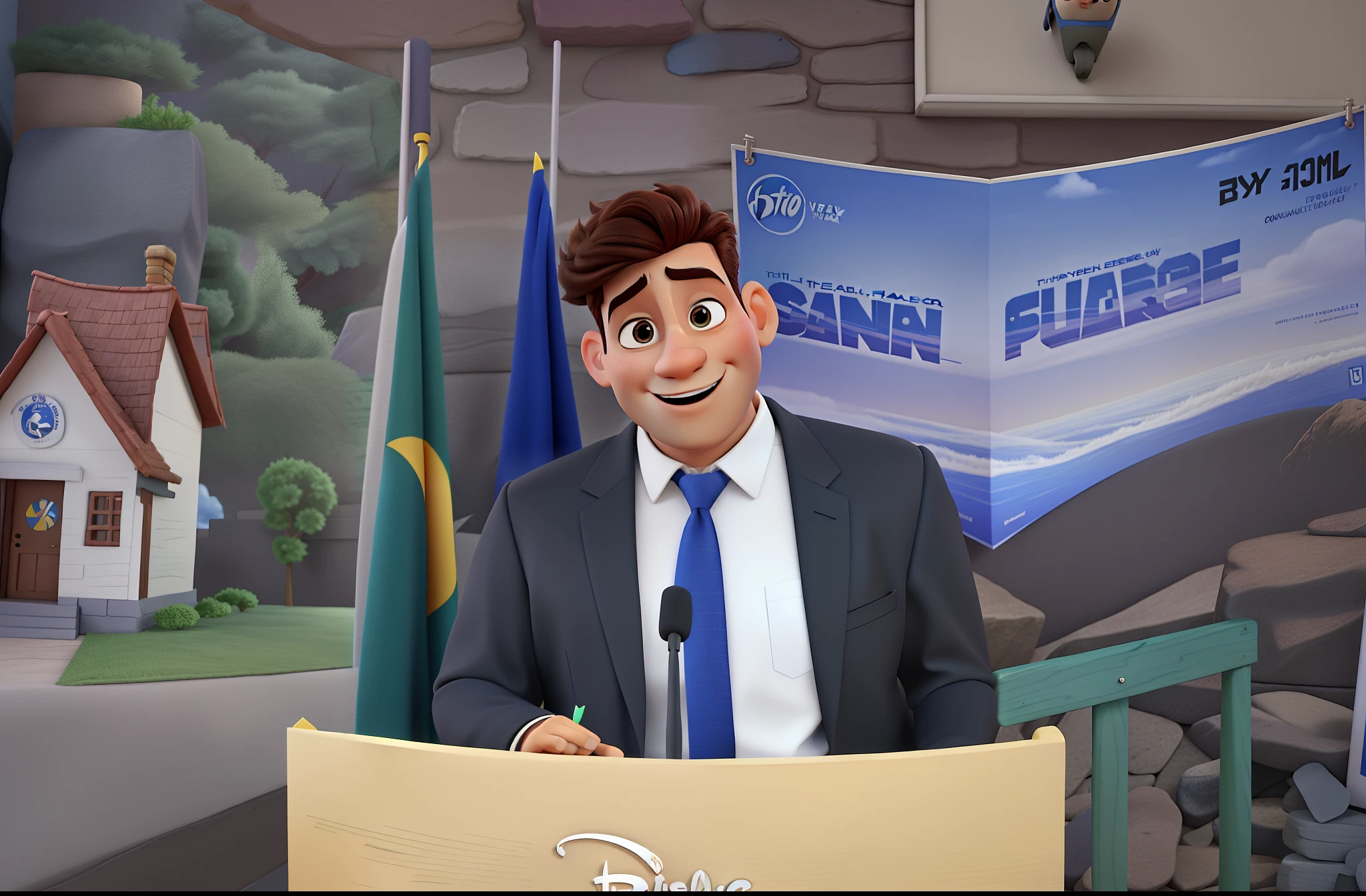Um poster 3d inspirado no estilo disney pixar, alta qualidade