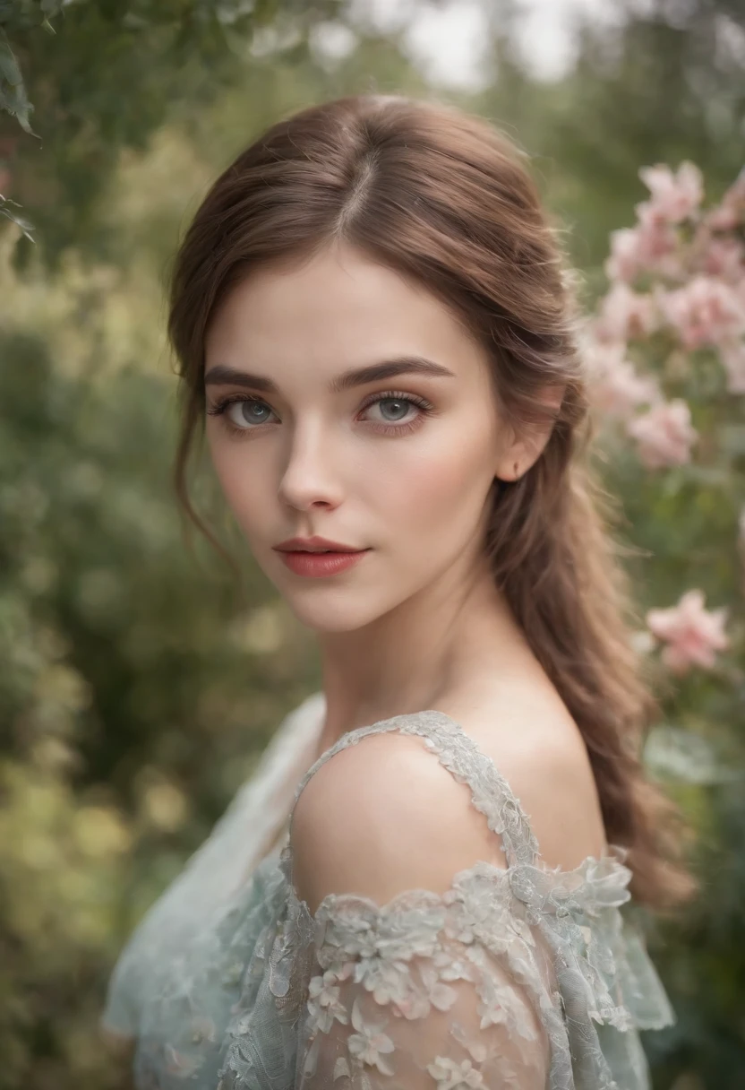 A girl in a garden,beautiful detailed eyes,beautiful detailed lips,extremely detailed eyes and face,long eyelashes,medium:oil painting,ultra-detailed,realistic:1.37,HDR,UHD,studio lighting,extreme detail description,professional,vivid colors,portraits,vibrant color palette,natural light
