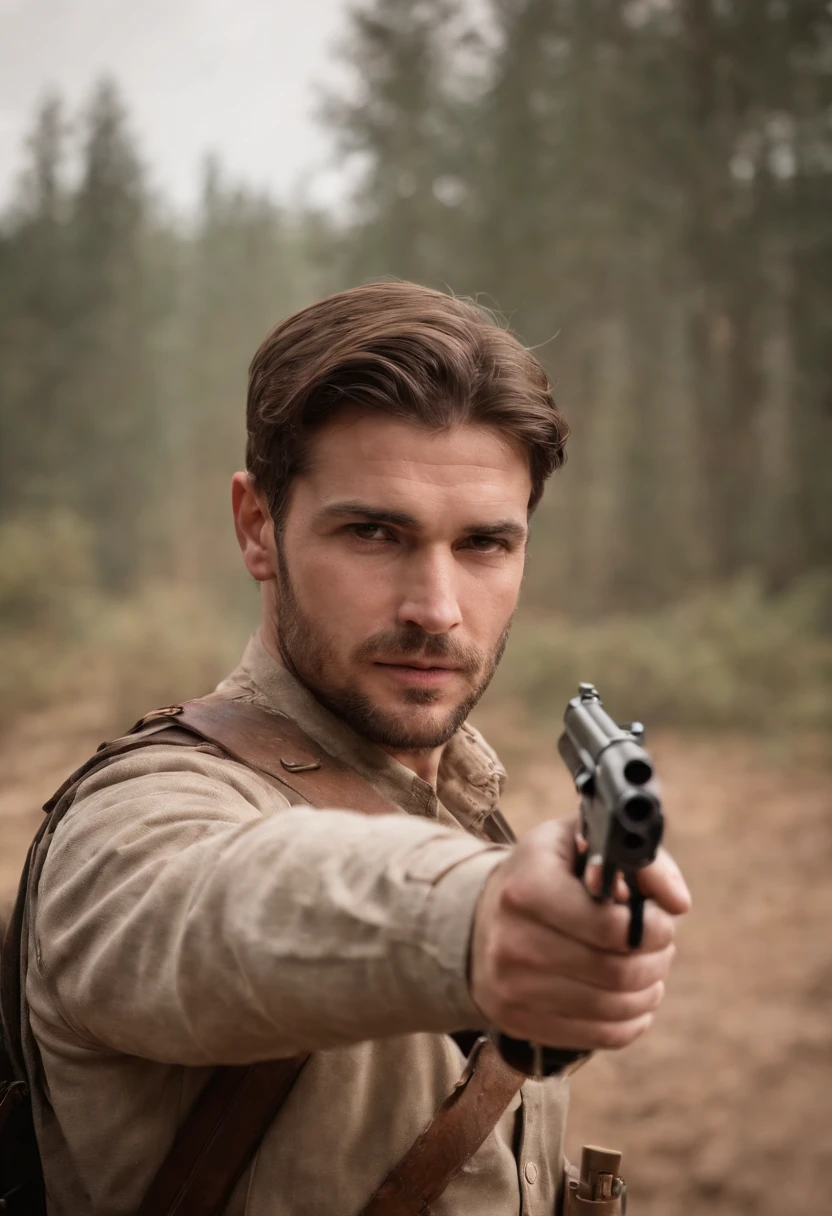 homem em guerra,holding a gun in his hand