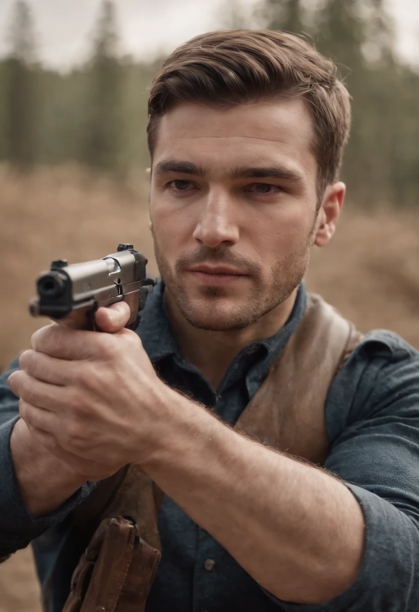 homem em guerra,holding a gun in his hand
