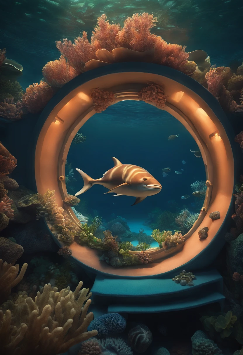 Obra-prima, melhor qualidade, (papel de parede 8k de unidade CG muito detalhado) (melhor qualidade), (best illustration), (melhores sombras) NFT 1: "Exploration of the Deep-Sea" description: Um submarino futurista explorando os recifes de coral do oceano profundo.
