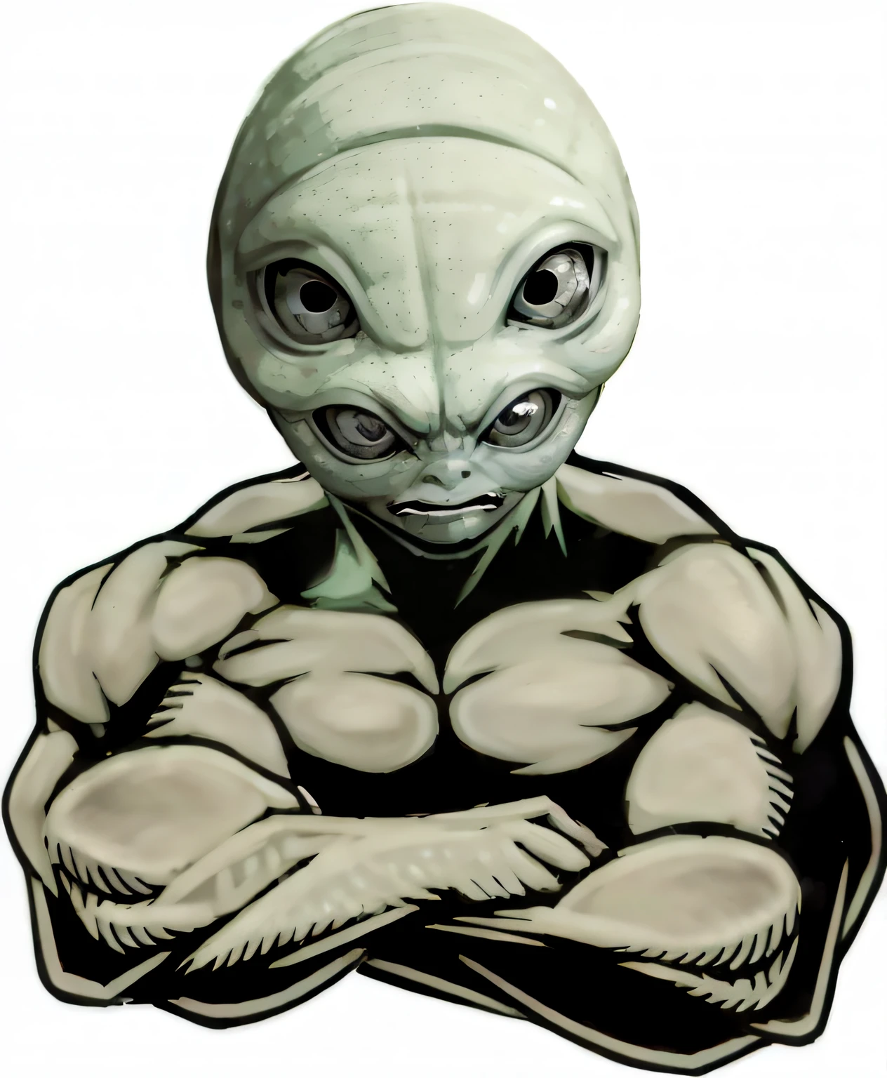 A closeup of a person with a bodybuilding pose, Grey alien, Gray alien, grotesque large alien, Reptilian space alien, avatar da parte superior do corpo, An alien, alien looking, extraterrestial, exotic alien elon musk, Grey aliens, extraterrestre, alien grey, Space alien, an evil alien astronaut, realistic alien, alien like