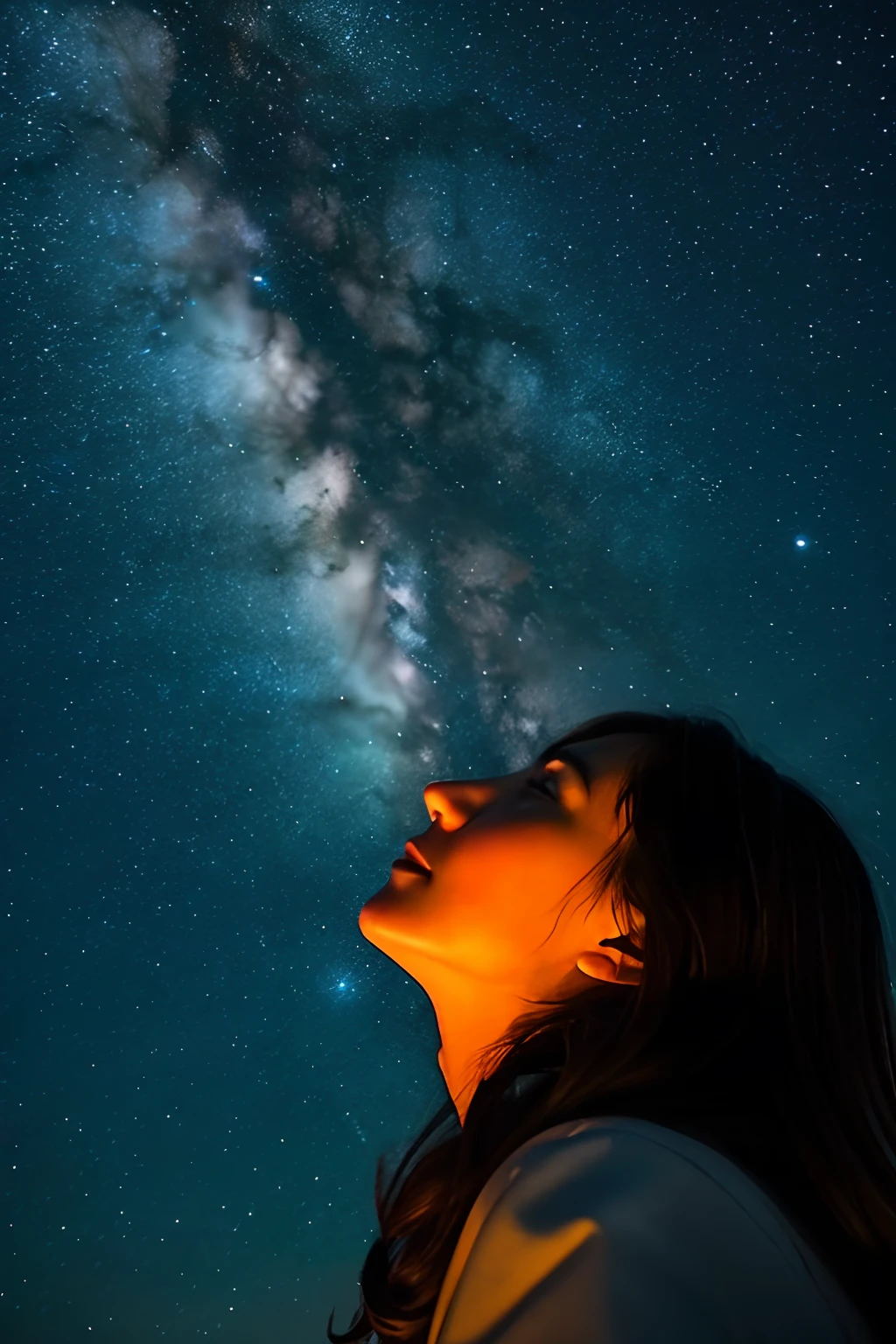 profile Looking up at the night sky kosmos Like the stars falling Pondering Female in her 30s Pray to a shooting star、