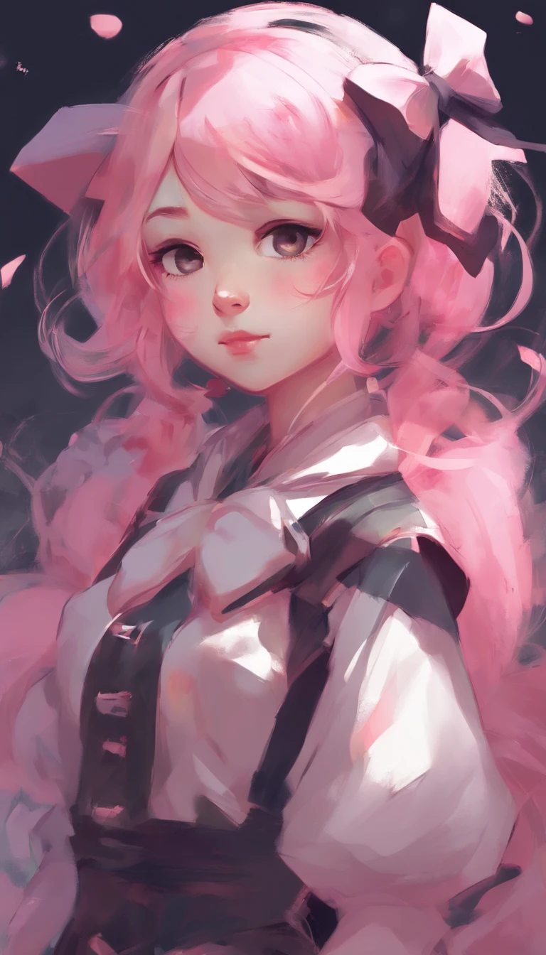 Anime girl with pink hair and a bow in her hair, kawaii retrato realista, Guweiz, portrait of magical young girl, personagem bonito, estilo de arte bonito, anime moe artstyle, character art of maple story, retrato bonito, retrato bonito da menina do anime, Retrato de um pequeno personagem, Arte no estilo de Guweiz, splash arte anime loli