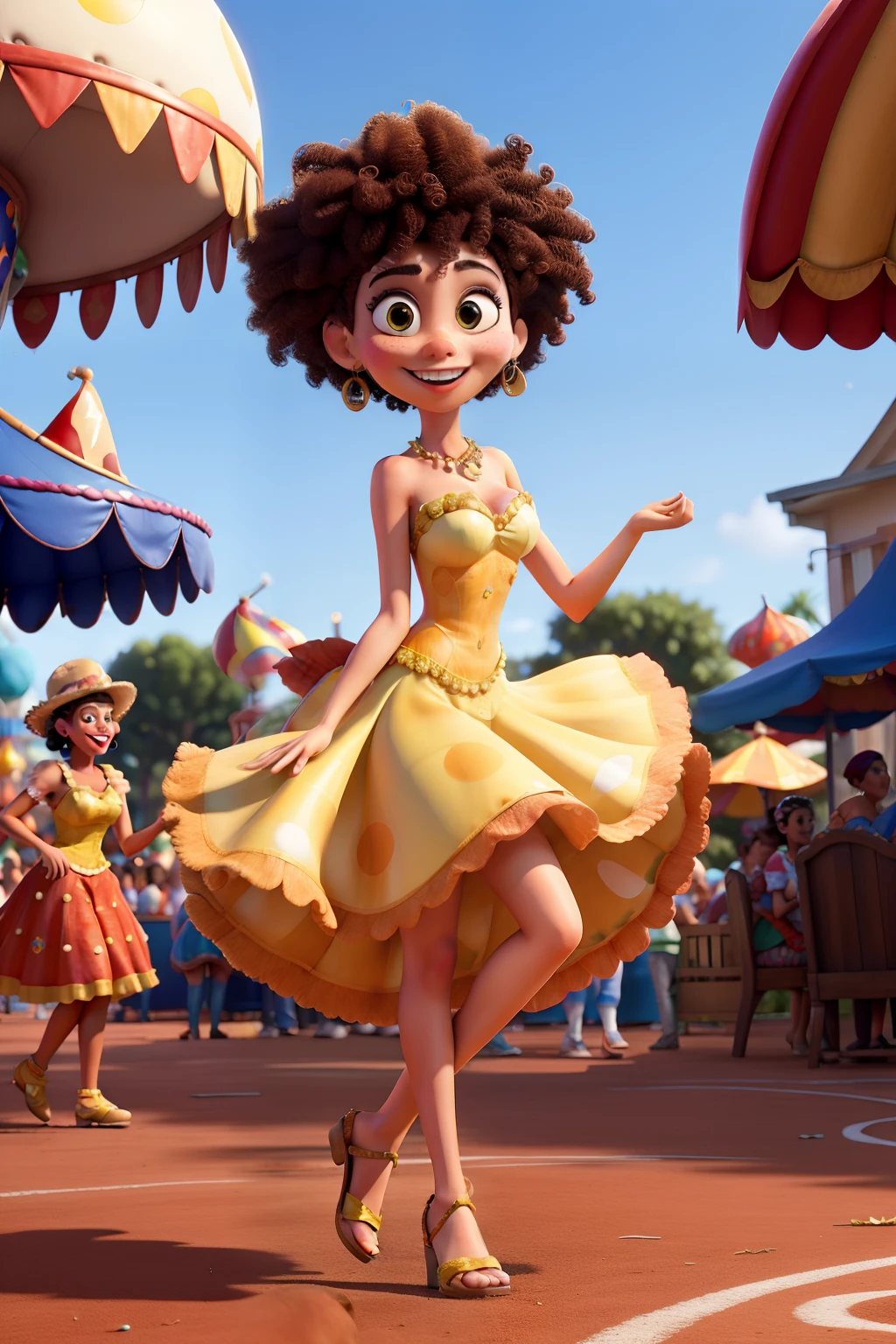 Carnival float, With women dancing in the background. estilo disney pixar, alta qualidade