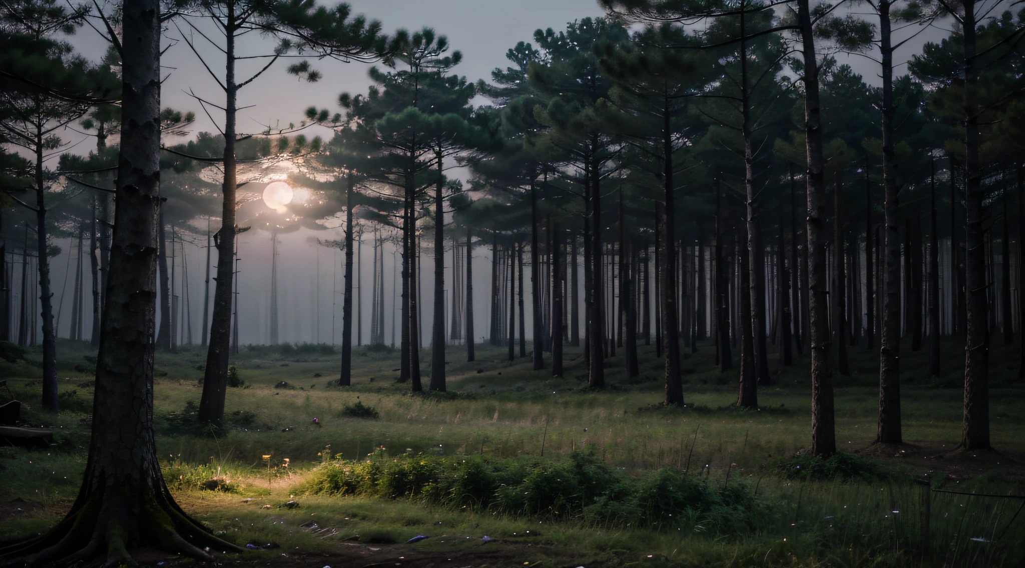 In the Forests of Korea, natta, Bright moonlight, haze