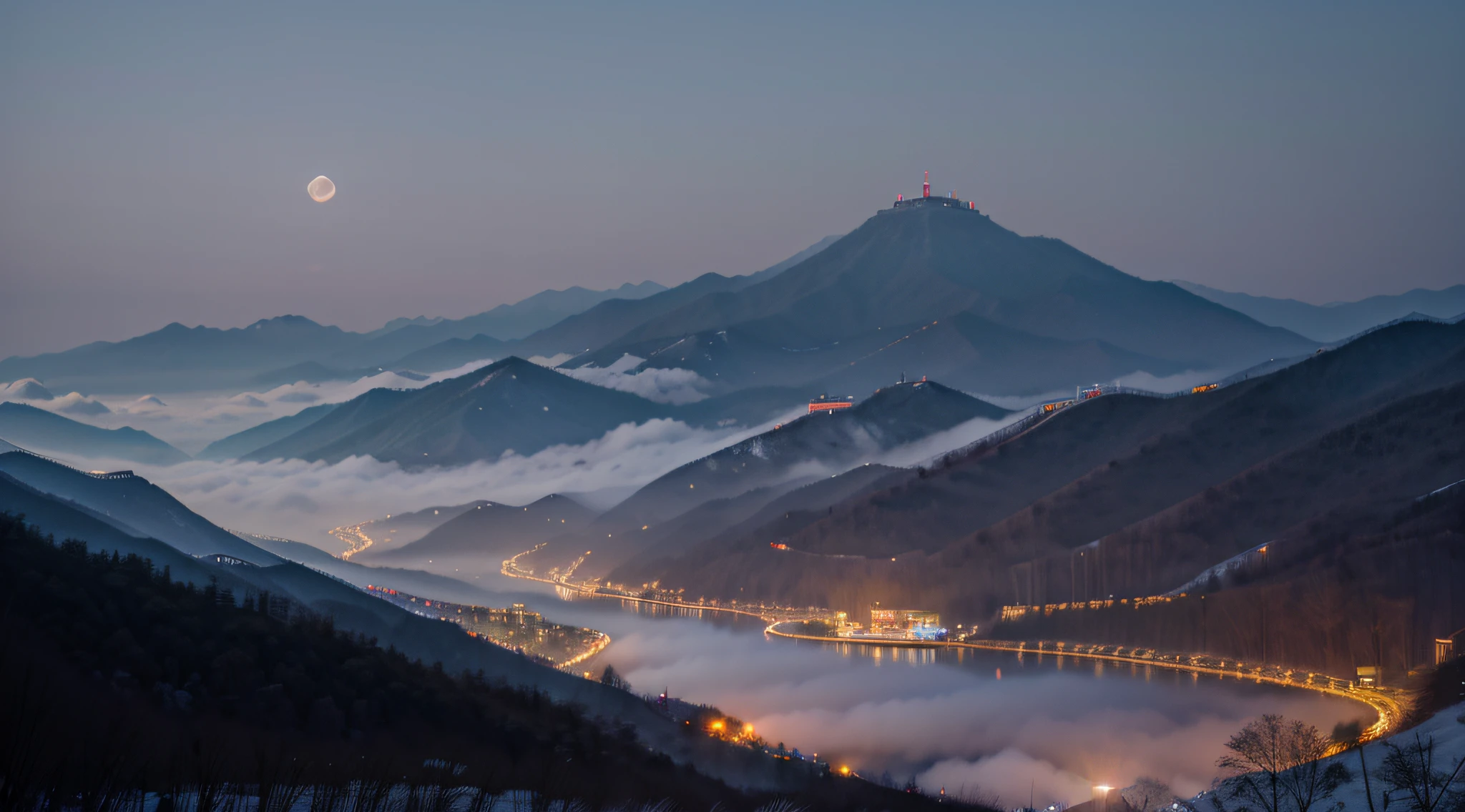 In the Mountain of Korea, natta, Bright moonlight, haze