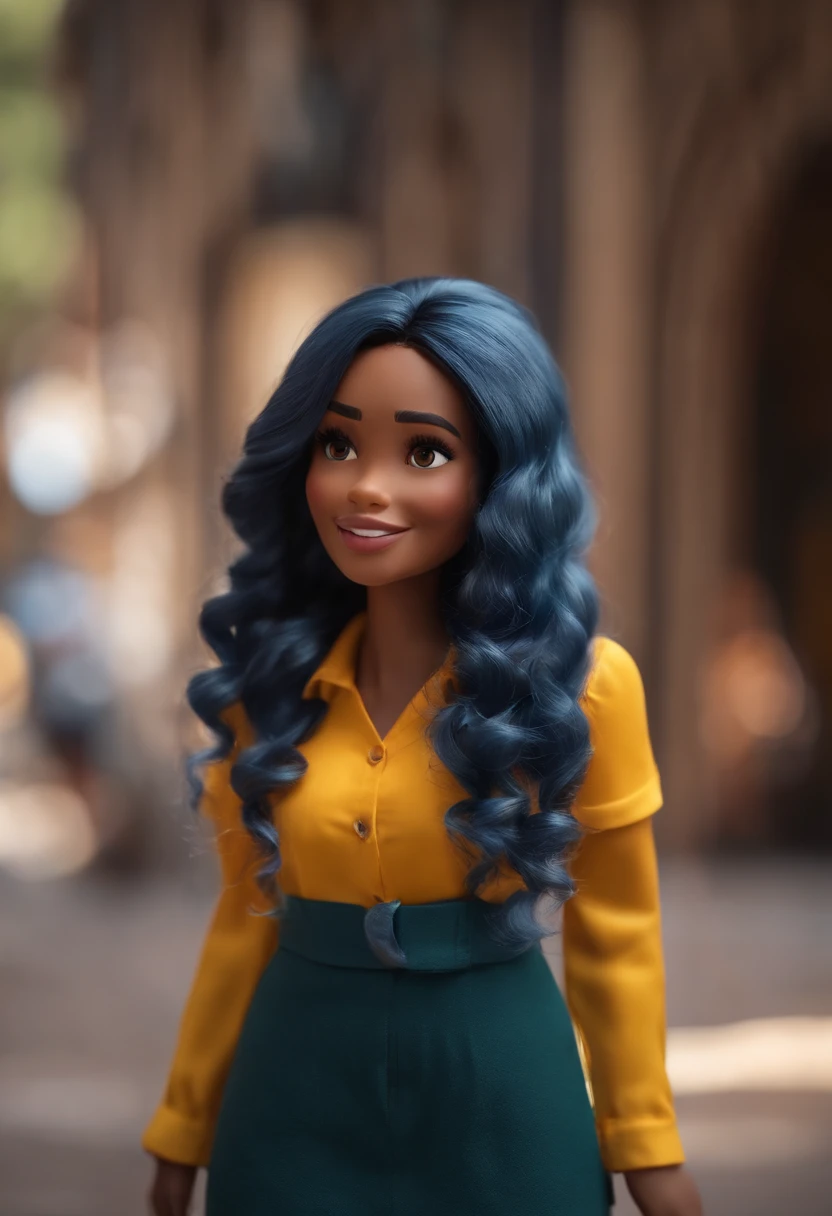 Garoto, estilo disney, tom de pele: claro:  Cabelo: marrom escuro, liso, curto, penteado para o lado direito. camisa: social, Cor azul. Fundo: Gray and white gradient,Comemorando, Hands raised, sorrindo, feliz, (estilo pixar) (obra-prima:1.2) (bokeh) (melhor qualidade) (pele detalhada) (textura detalhada) (8k) (claymation) (cinematic lighthing) (foco nítido
