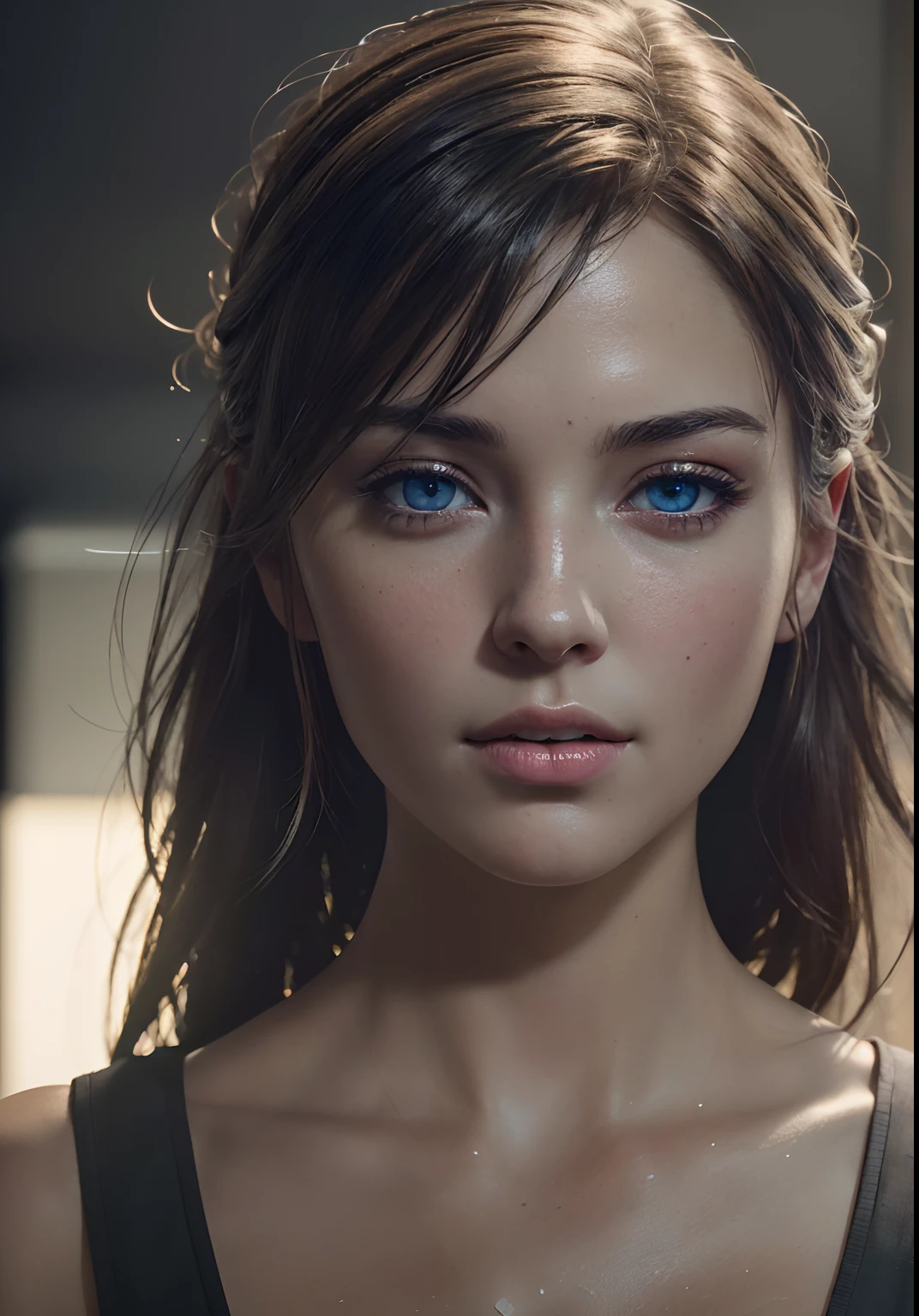 analog style, model shoot style, RAW close portrait of a 1girl, ((beautiful face: 1.7,
perfect face:1.3)), (from above:1.2), best quality, epic (by lee jeffries photo, sony a7, 50 mm, pores:1.5, colors, hyperdetailed:1.5, film grain:1.4,
hyperrealistic: 1.5), hyper-realistic lifelike texture, masterpiece, unreal engine 5, Extremely detailed CG unity 8k wallpaper, realistic eyes,
Madly detailed photo, (ecstasy of light and shadow, deep shadow), (Winner of the Pulitzer Prize for Photography and Taylor Wessing Photographic Prize)
