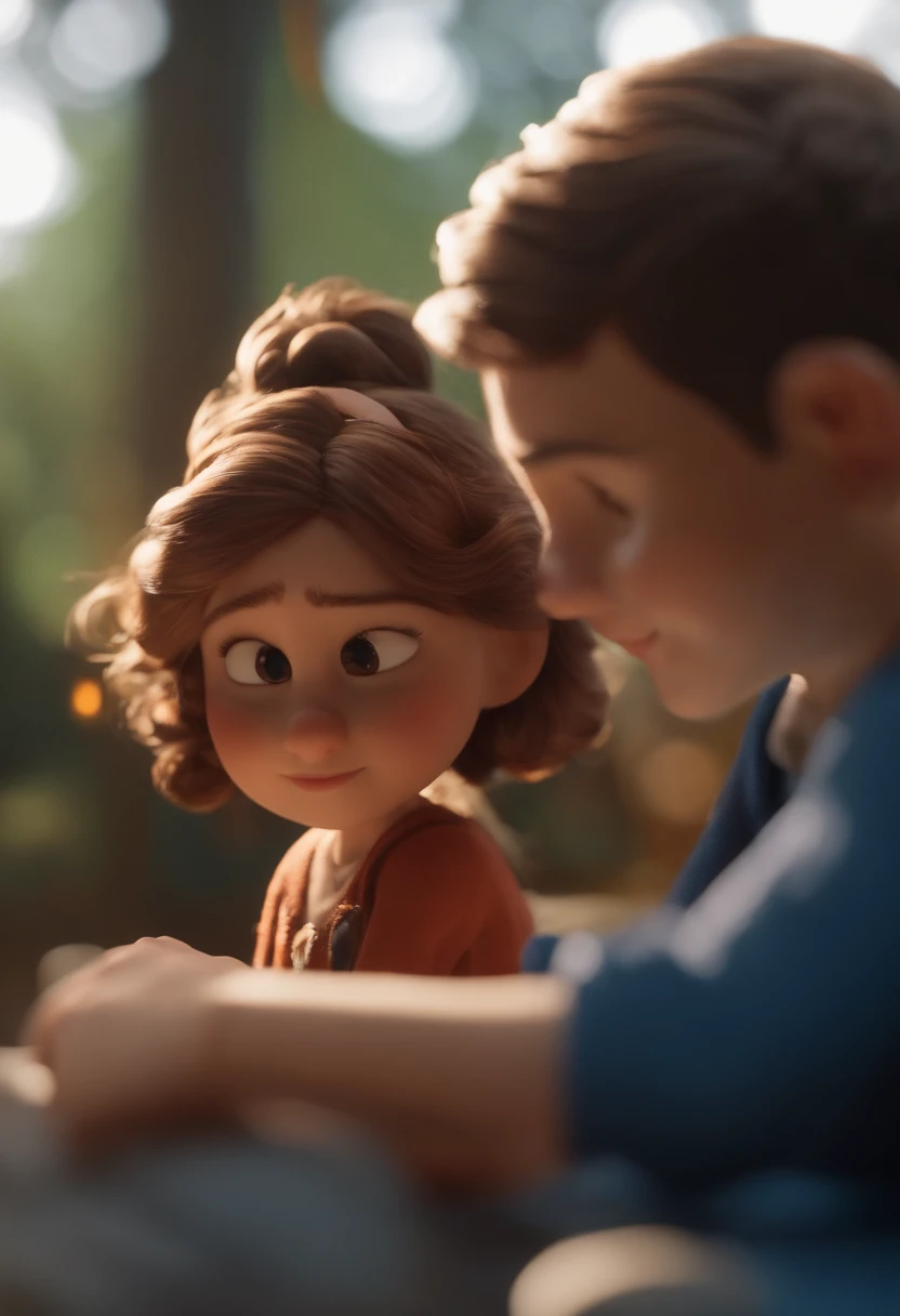 Garoto, estilo disney, tom de pele: claro:  Cabelo: marrom escuro, liso, curto, penteado para o lado direito. camisa: social, Cor azul. Fundo: Gray and white gradient,Comemorando, Hands raised, sorrindo, feliz, (estilo pixar) (obra-prima:1.2) (bokeh) (melhor qualidade) (pele detalhada) (textura detalhada) (8k) (claymation) (cinematic lighthing) (foco nítido