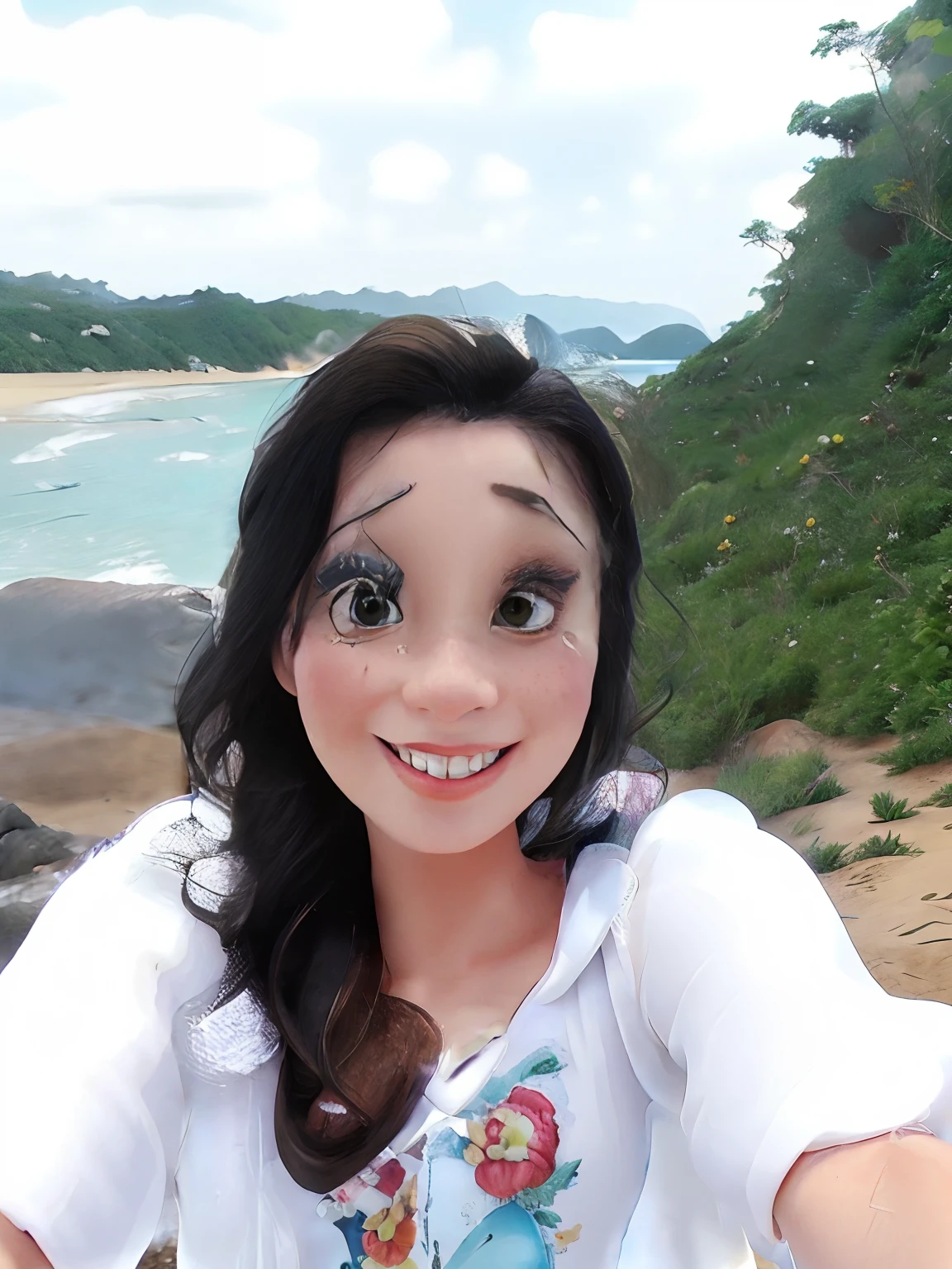 There's a woman who's taking a selfie in a garage, Alanis Guillen, Violeta Myers, Lorena Avarez, foto de perfil headshot, by Amelia Peláez, selfie de uma jovem mulher, Karla Ortiz, foto da mulher jovem, foto headshot, ligeiramente sorridente, Directed by: Juan O'Gorman, mulher nova com cabelo escuro longo, Directed by: Olivia Peguero