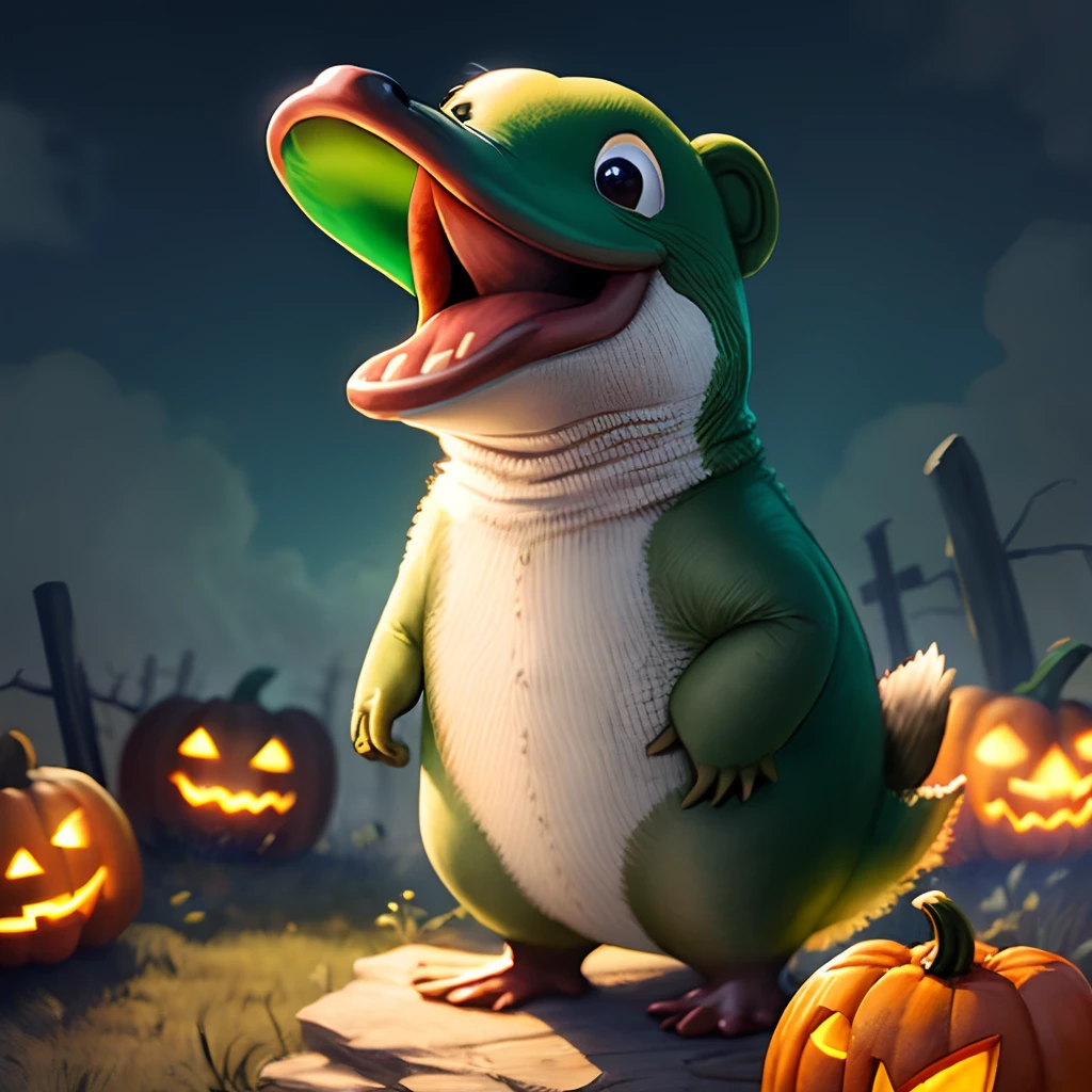 Platypus in a Halloween costume