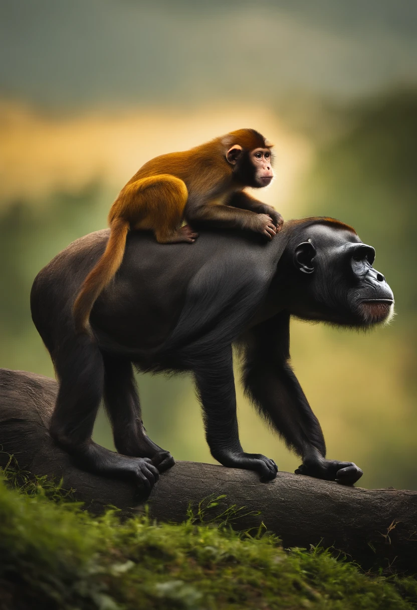 Abstract and contemporary painting of an Amazon jungle monkey eating chocolate 

