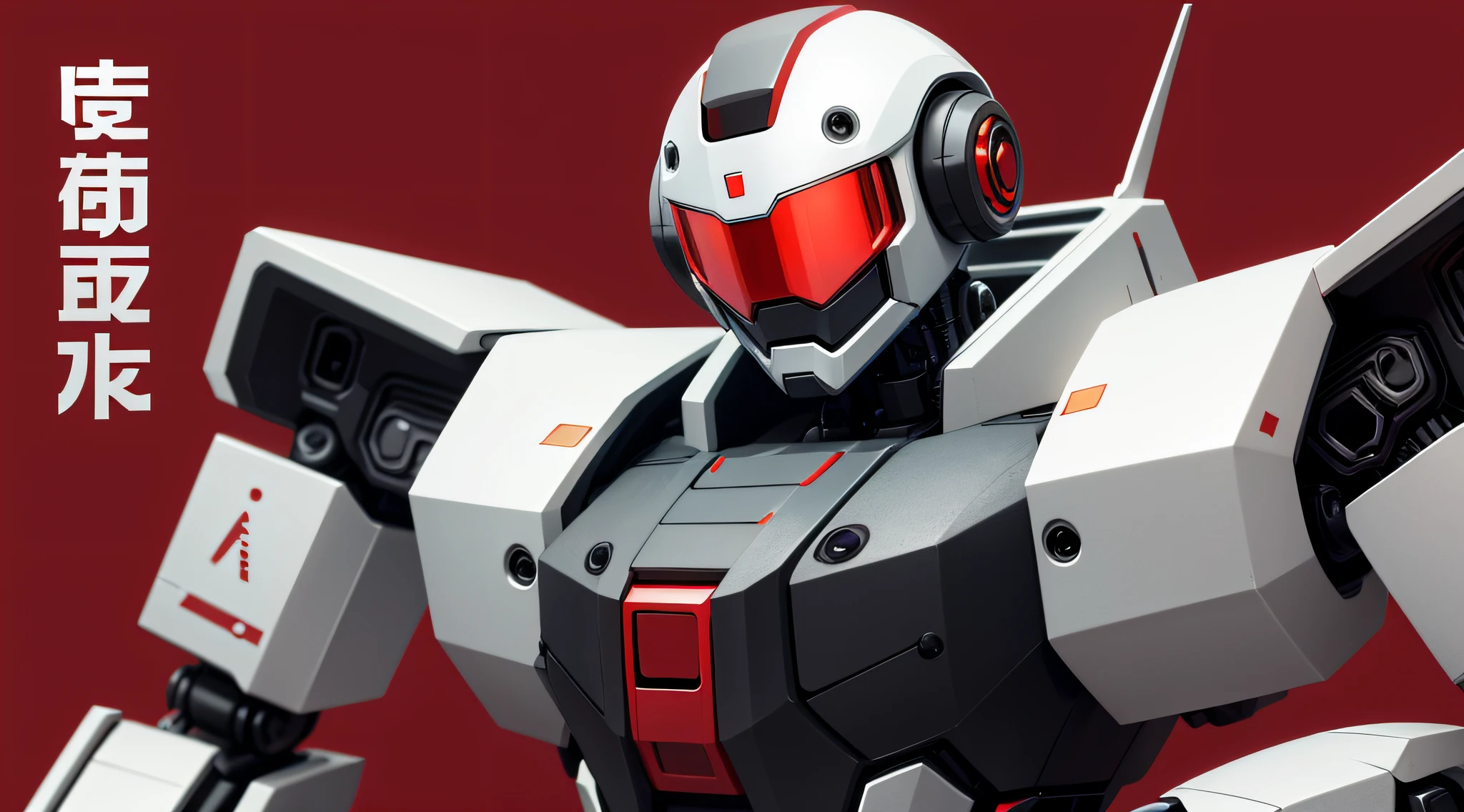 Masterpiece, Best quality, Cute robot,cyber punk perssonage,Greetings are being given,Red solid background