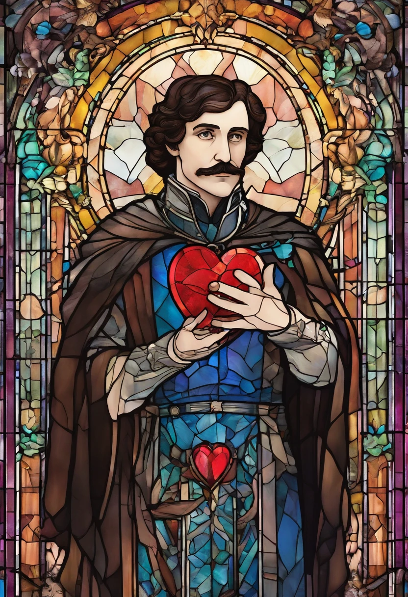 edggar allan poe Holding heart in close-up