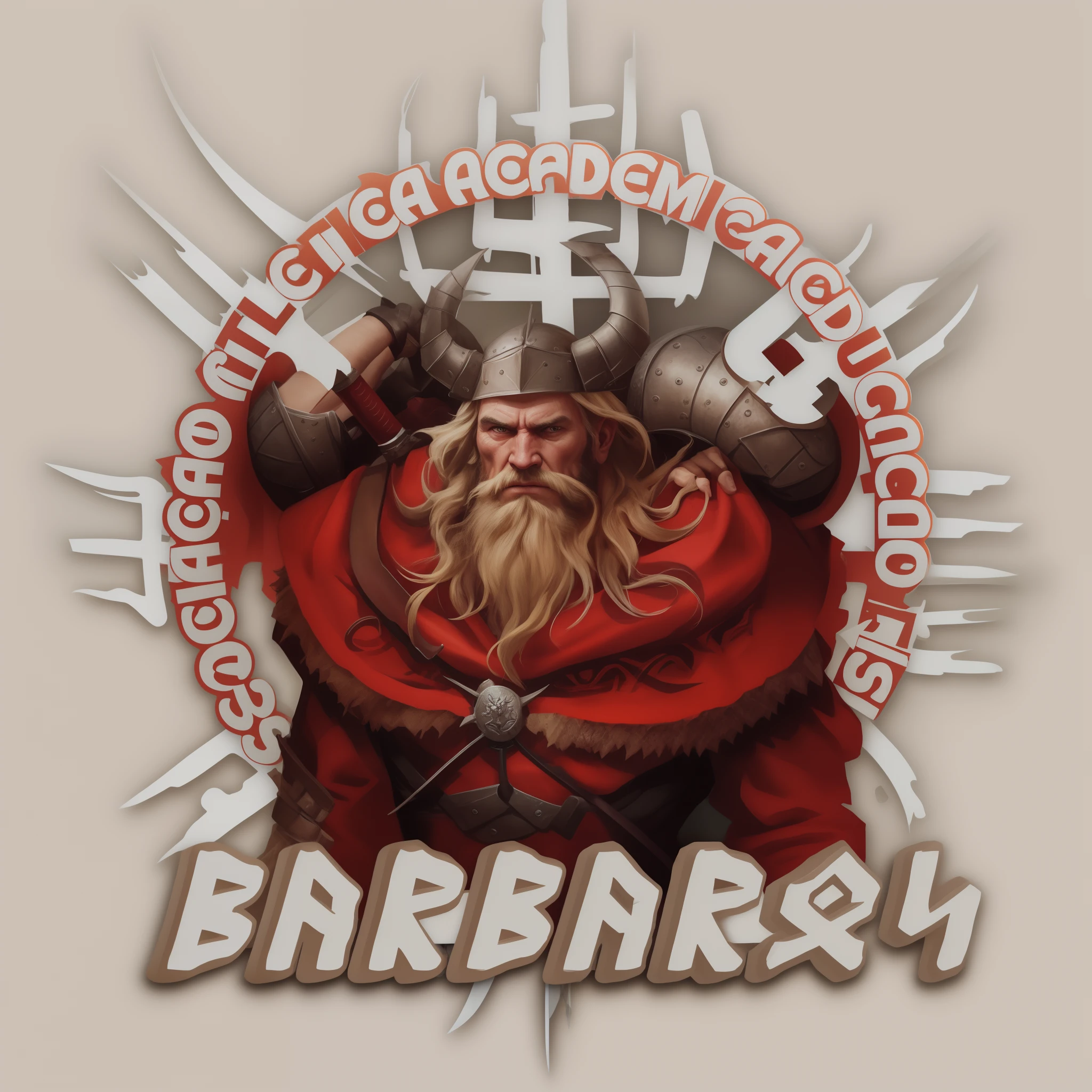 There is an image of a Viking with a sword and a helmet, barbarian class, barbarous, Directed by: Nicholas Barabás, portrait berserker barbarian, by Roberto Parada, Directed by: Darek Zabrocki, inspired by Nicholas Barabás, barbarians, barbarian warrior, barbarian celebrate his birthday, Directed by: Jaroslav Doubrava