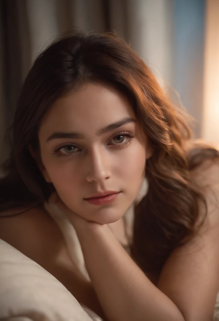 (highres,realistic:1.2),dark,night-time,portrait person,bedroom,human figure,emotion,turn off the lights,lie down,comfortable bed,darkness,gentle,dreamy dream,peaceful end of the day,serene atmosphere,relaxed night rest,tranquil environment,sleepy,gentle night,restful slumber,relaxing mood,carefully sculpted features,vivid eyes,closed eyes,thoughtful expression,half-hidden face,faint smile,curled up,cozy blanket,soft pillows,subtle lighting,warm and inviting color palette,starry night,fade to night,nightfall,dark curtain,moonlight filtering through window,whispering silence,peaceful silence