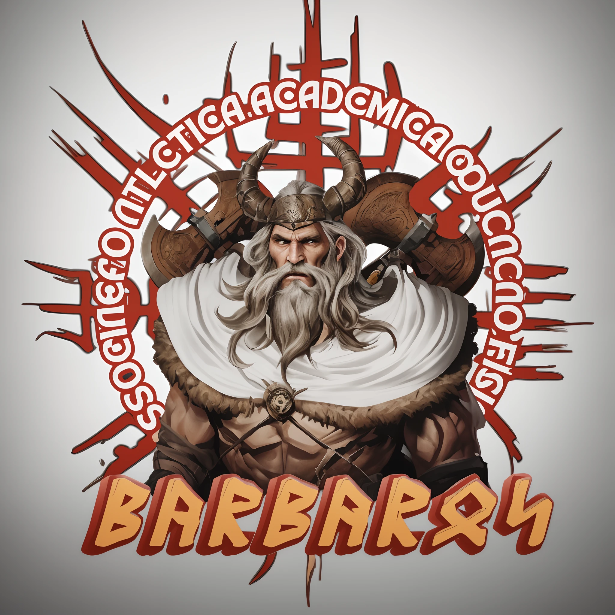 Um logotipo para um restaurante de churrasco com um viking no meio, barbarous, Classe bárSomente, barbarians, Directed by: Nicholas Barabás, barbarian celebrate his birthday, barbarian warrior, portrait berserker barbarian, by Roberto Parada, somente, arte do logotipo, Directed by: Jaroslav Doubrava, logotipo do jogo, male barbarian, Danboru