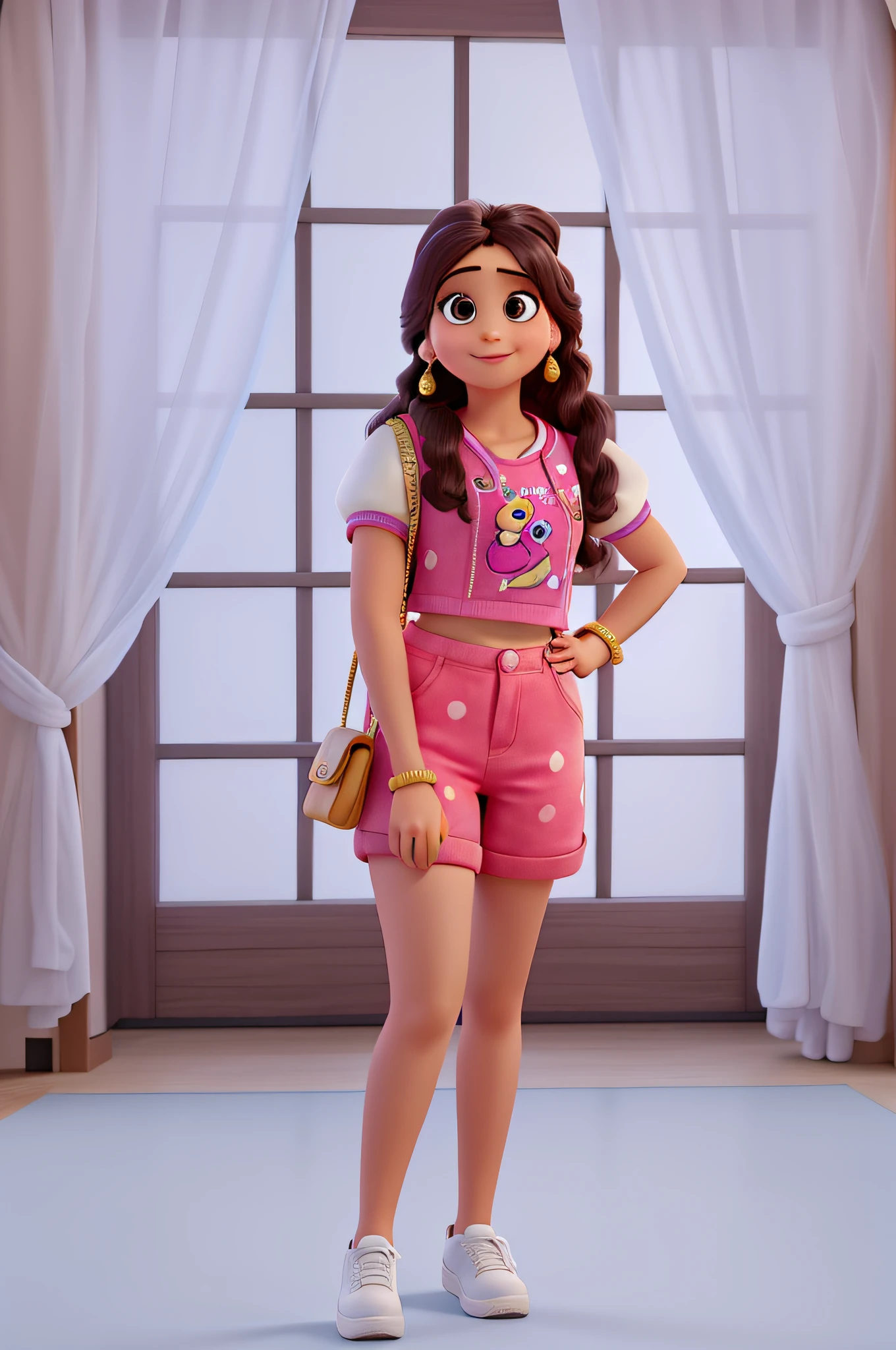 uma mulher estilo disney pixar desfilando fashion