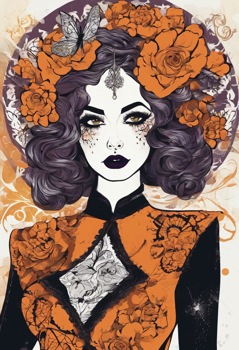 Menina em uma fantasia de Halloween com teias de aranha em seu rosto, Em um estilo de Halloween, Retrato de uma jovem bruxa, menina bruxa, dia das bruxas, vestindo roupas pretas e capa, em um vestido extravagante, pose assustadora, goth girl, olhar assustador, Retrato de uma jovem bruxa, usando um vestido extravagante, com uma longa capa preta, com capa, 5 anos