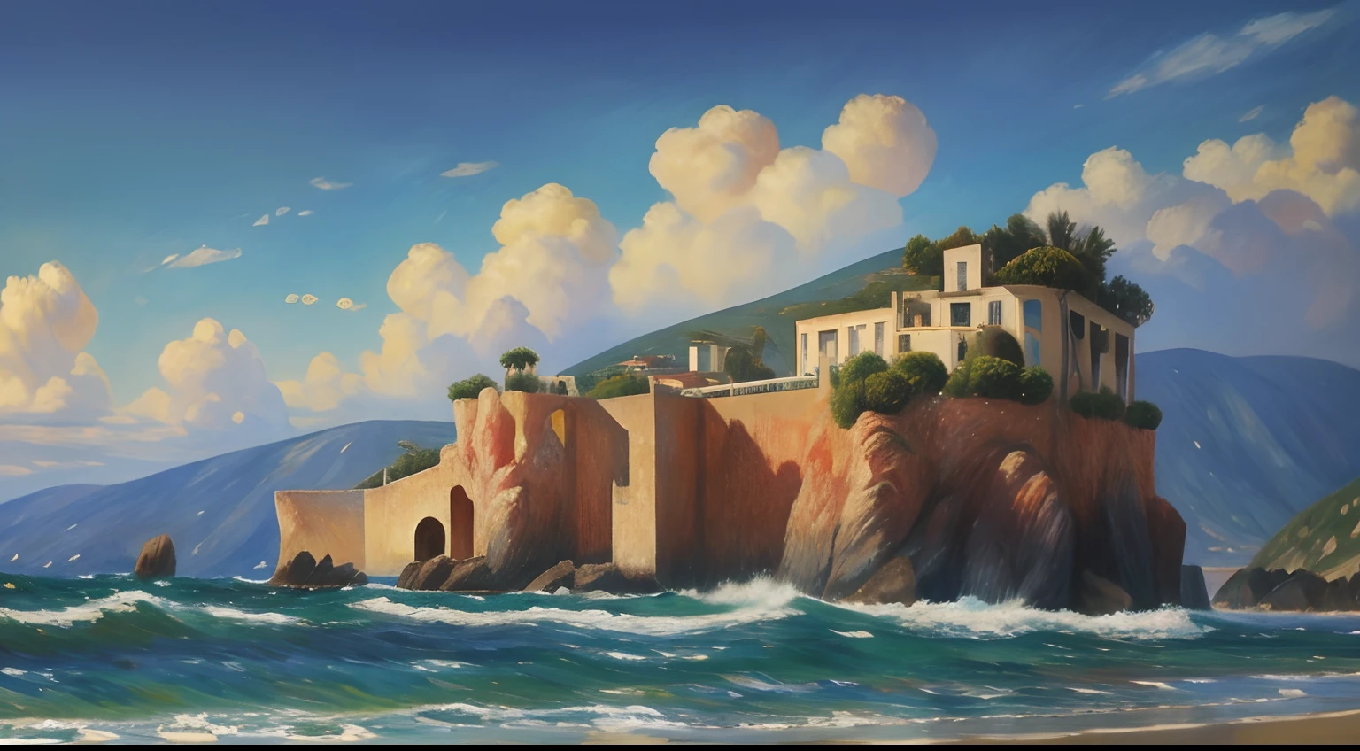 um background based in Renoir style of a sea paisage