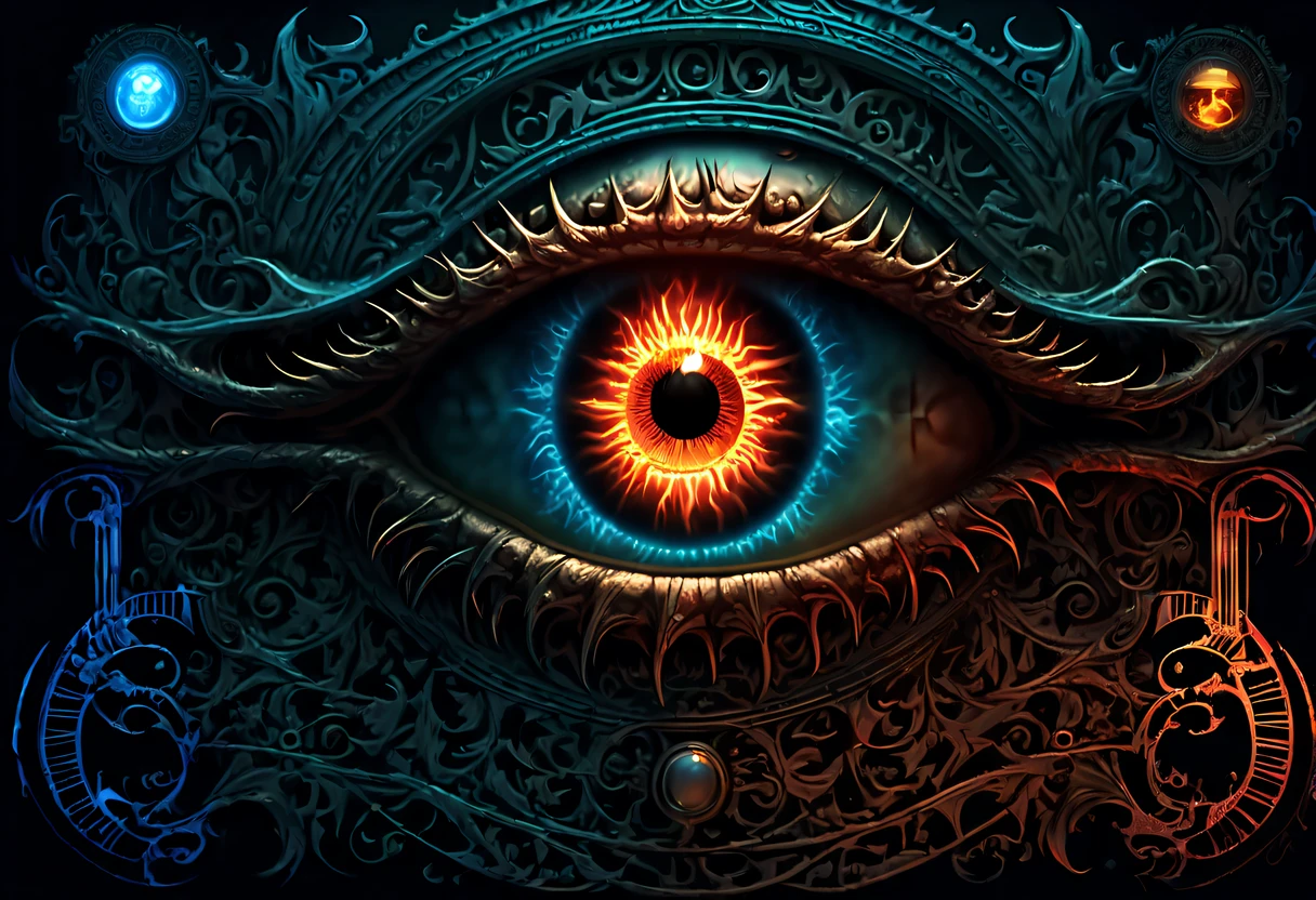 (((digital devil's eye intricate detail, in the matte intricate insane details with dead of hell around an orchestra of hell plays death-inducing music with hellish instruments illustration:1.3))), (((illusionism:1.3))), (((hell's sheet music floating around:1.5))), ((overwhelming atmosphere of
holy cross azure glowing:1.3)), (captivatingly surreal ambiance rich colors illustration:1.1), dark core, ice ring wish, hell's running lights speed, (((stunning intricate detailed 32k render:1.3))),