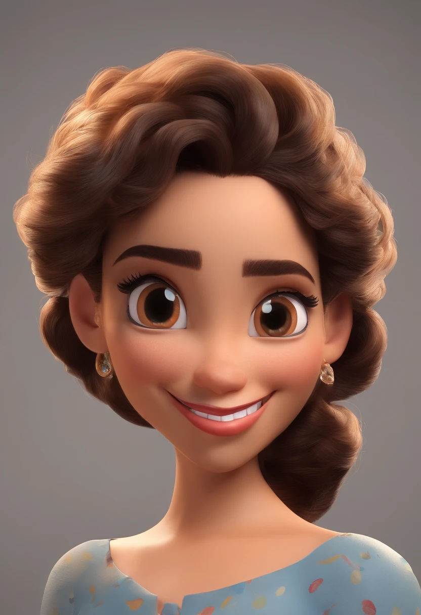An illustration of an adorable woman, destacando uma mulher bonita pele oscura, Expressive eyes – the woman's skin is black and the woman's hair is large and curly. Desenvolva esta arte em Full HD, Focus on your cinematic touch, Estilo Disney Pixar Animations