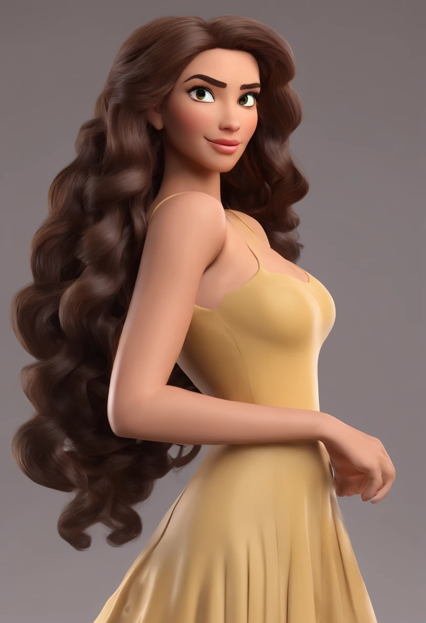 An illustration of an adorable woman, destacando uma mulher bonita pele oscura, Expressive eyes – the woman's skin is black and the woman's hair is large and curly. Desenvolva esta arte em Full HD, Focus on your cinematic touch, Estilo Disney Pixar Animations