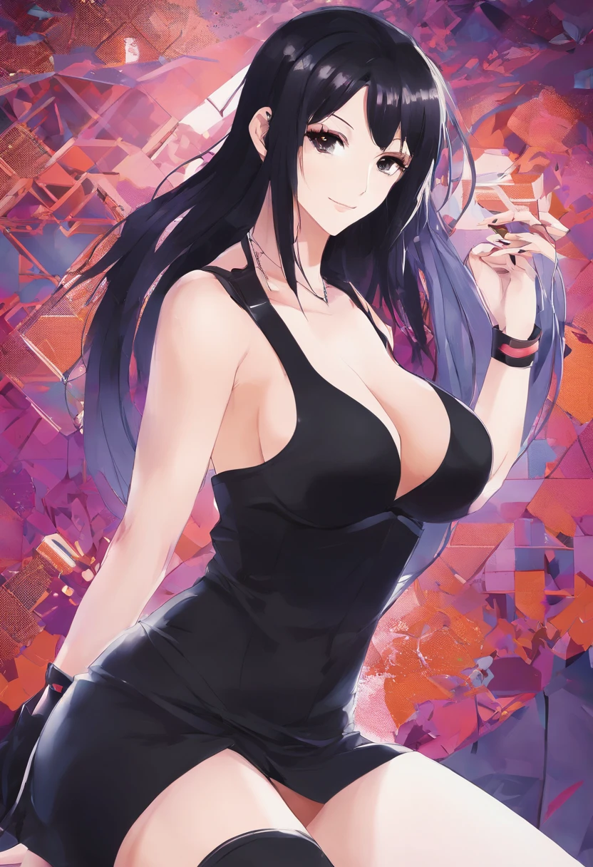 une femme dans une robe violette et des bas noirs posant, Nico Robin,  anime girl, Iouri Misaki, Oppai, Maya Fey de Ace Attorney, Oppai Cyberpunk, Anya de la famille Spy X, Portrait de Tifa Lockhart, succube en robe courte moulante, Misato Katsuragi,  tifa lockhart portrait, beautiful alluring anime woman ,dans une salle de bain, seins visible, grosse poitrine, pose aguichante
