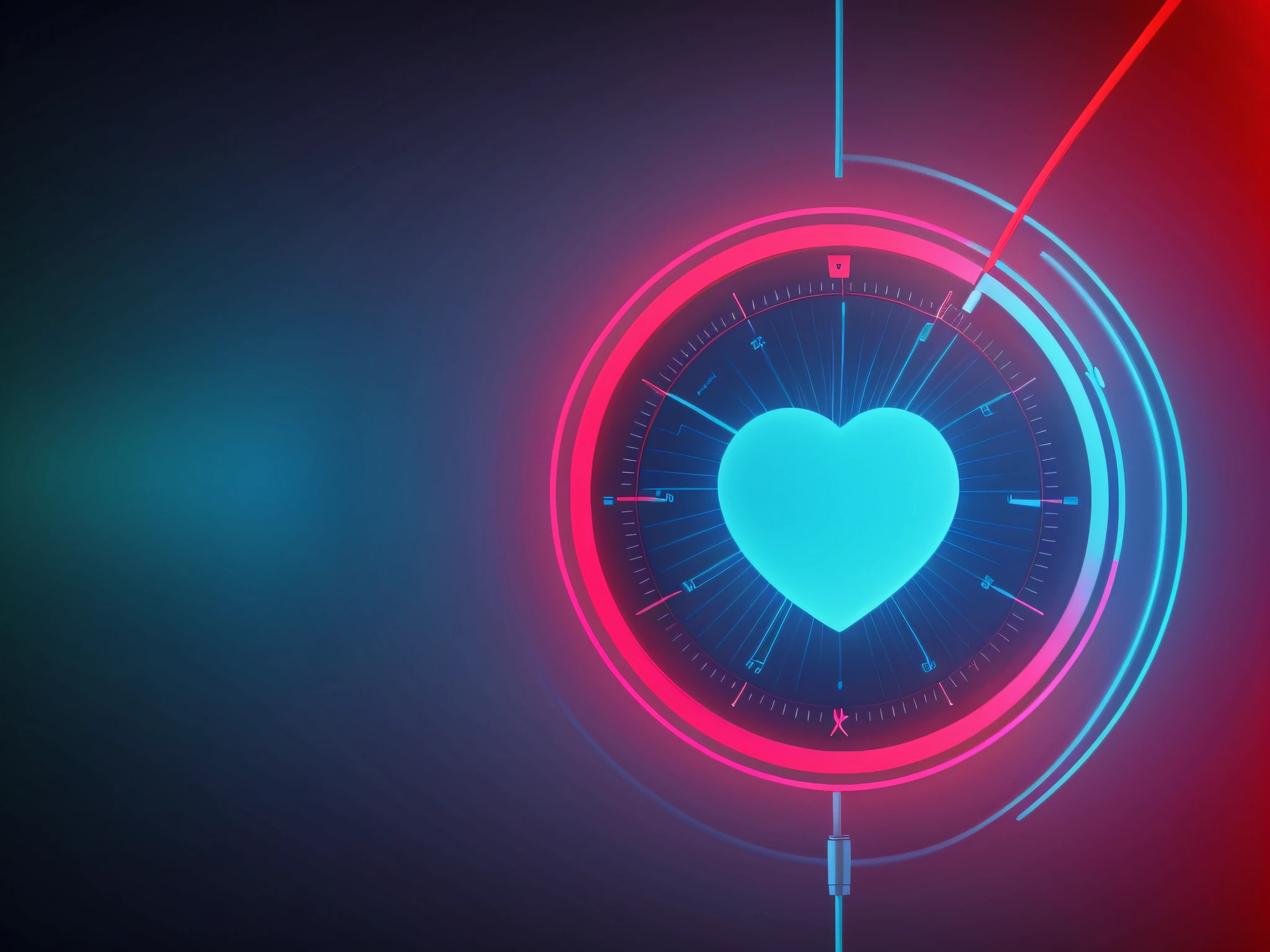 Realistic saturated red heart rate pulse design with light blue background, alta calidad, 8k
