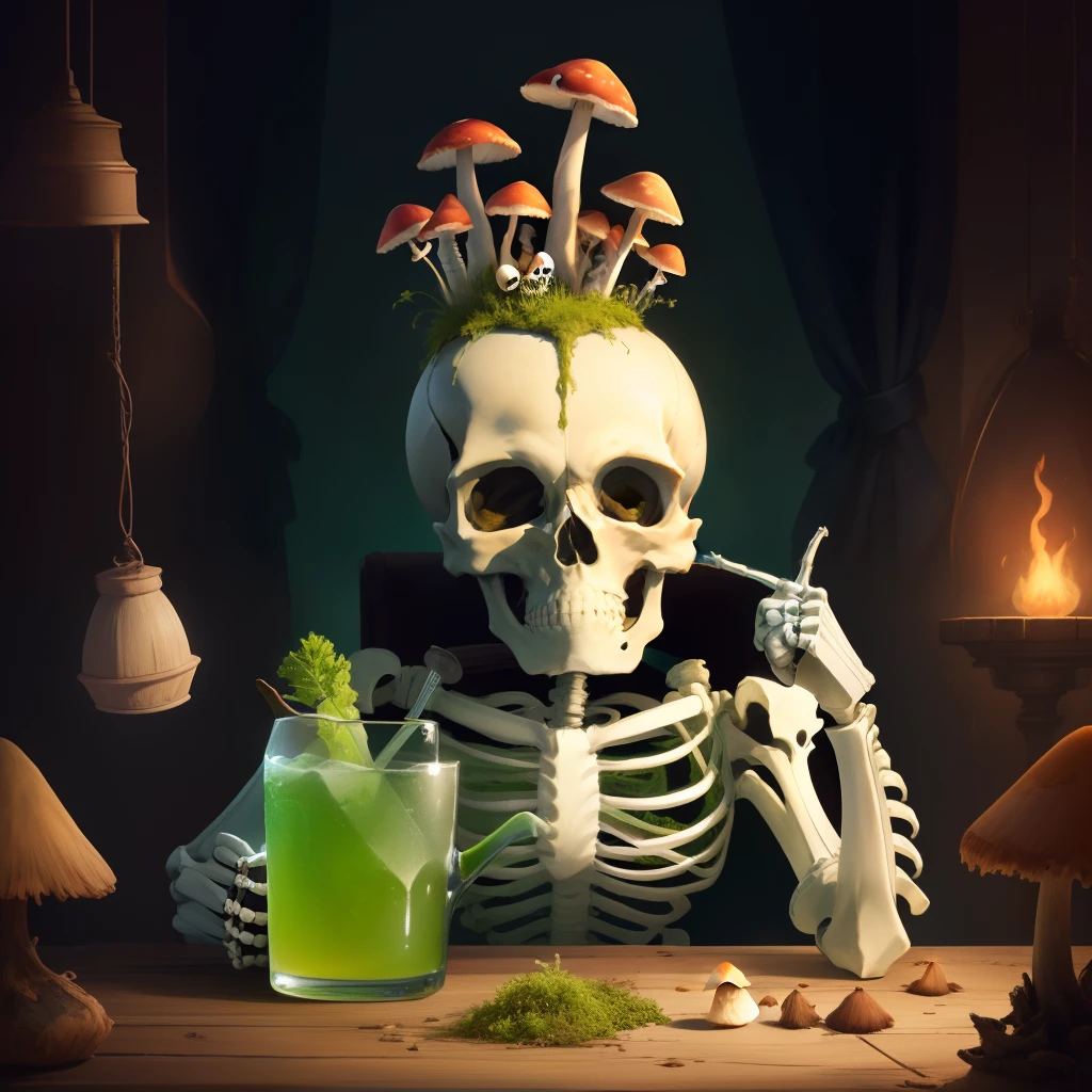 <lora:WorldofSigmarnighthaunts:1>, worldofsignighthaunts, skeletal, tattered rags, green glowing aura, baby bottle