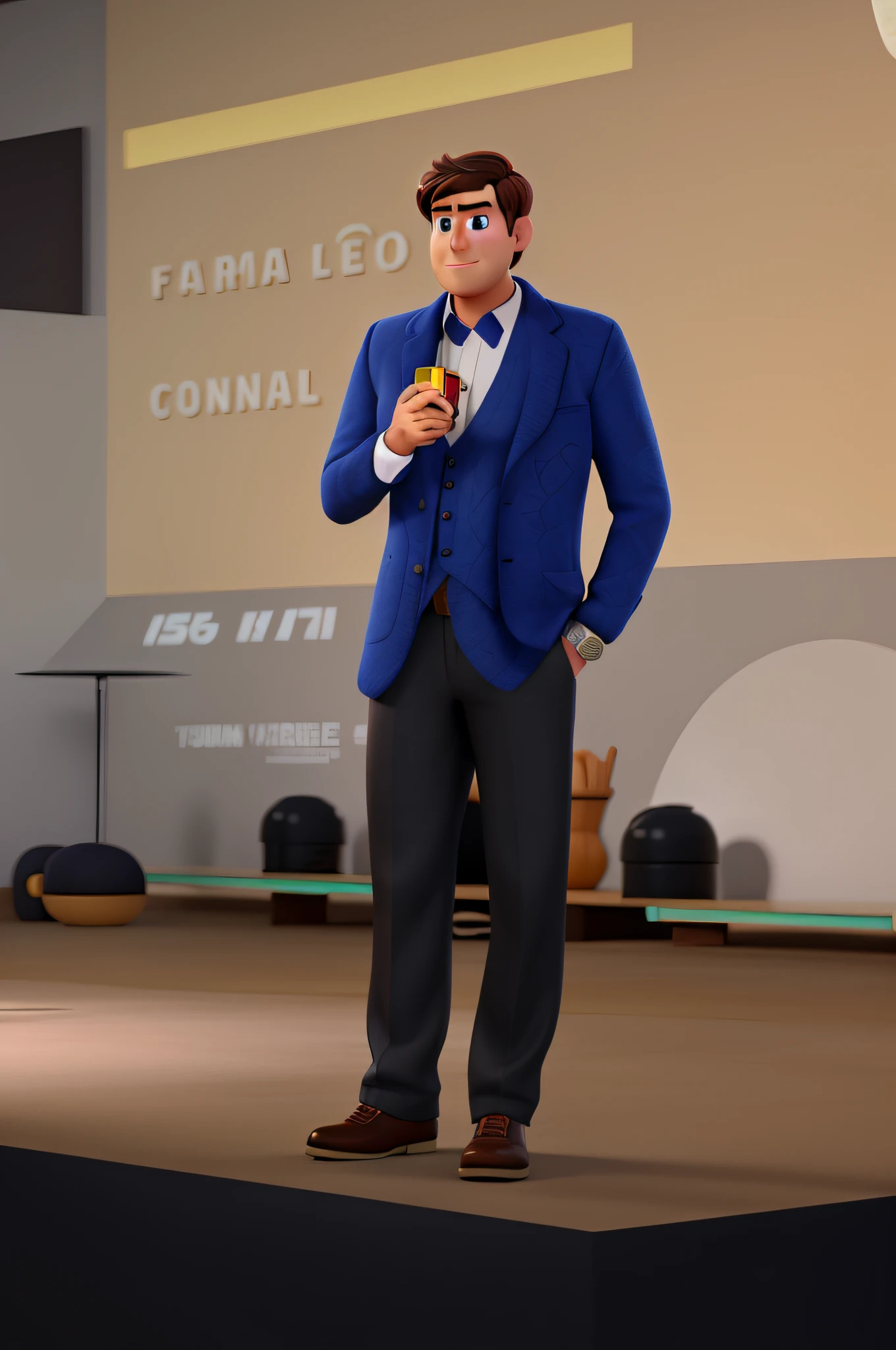 um homem branco estilo Disney Pixar alta qualidade, best quality and with a writing Ringo Reis the consortium seller