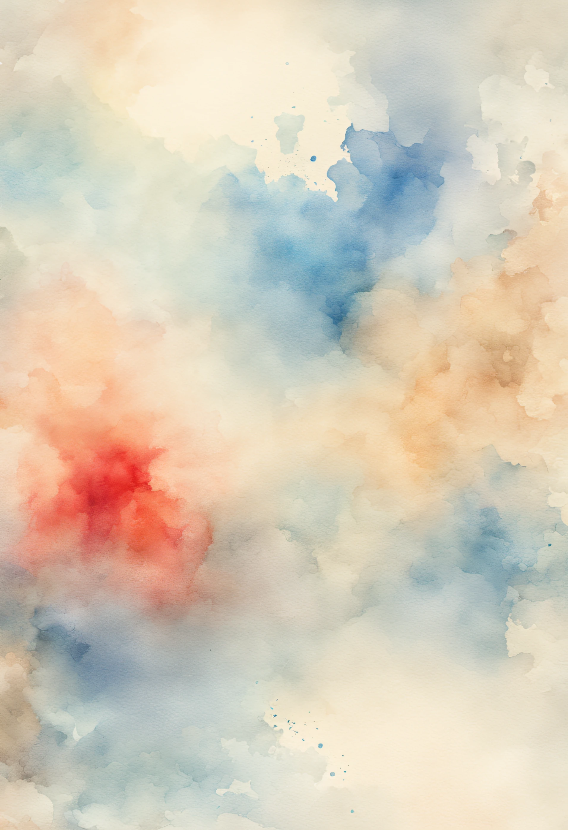 an abstract faded watercolor background incorporating red with tinges of blue and beige color in pastel style, have brush scratches, too blurry, less prominent background, creatively mixed all the colors, background color