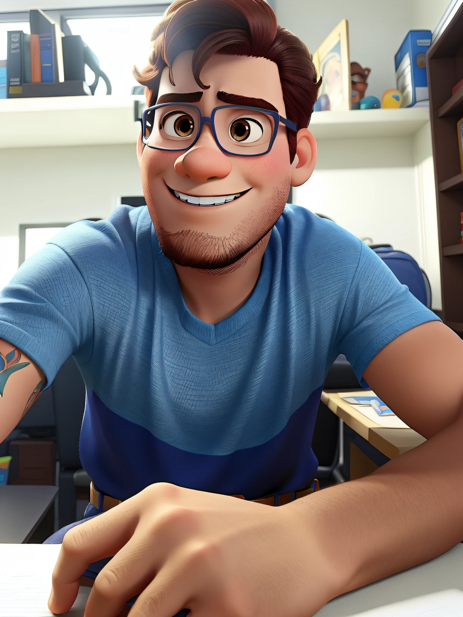 Um homem moreno estilo disney pixar, alta qualidade, melhor qualidade