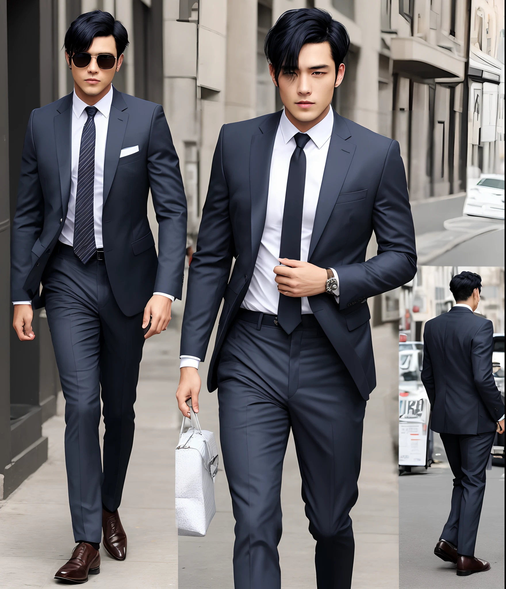 Black hair man in suits