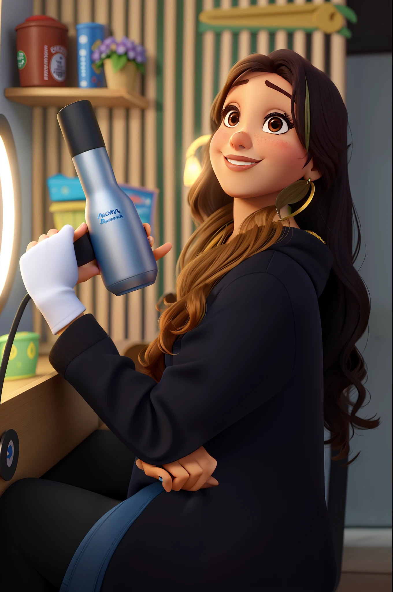 Mulher morena ,Brasileira no estilo Disney pixar ,alta qualidade,melhor qualidade