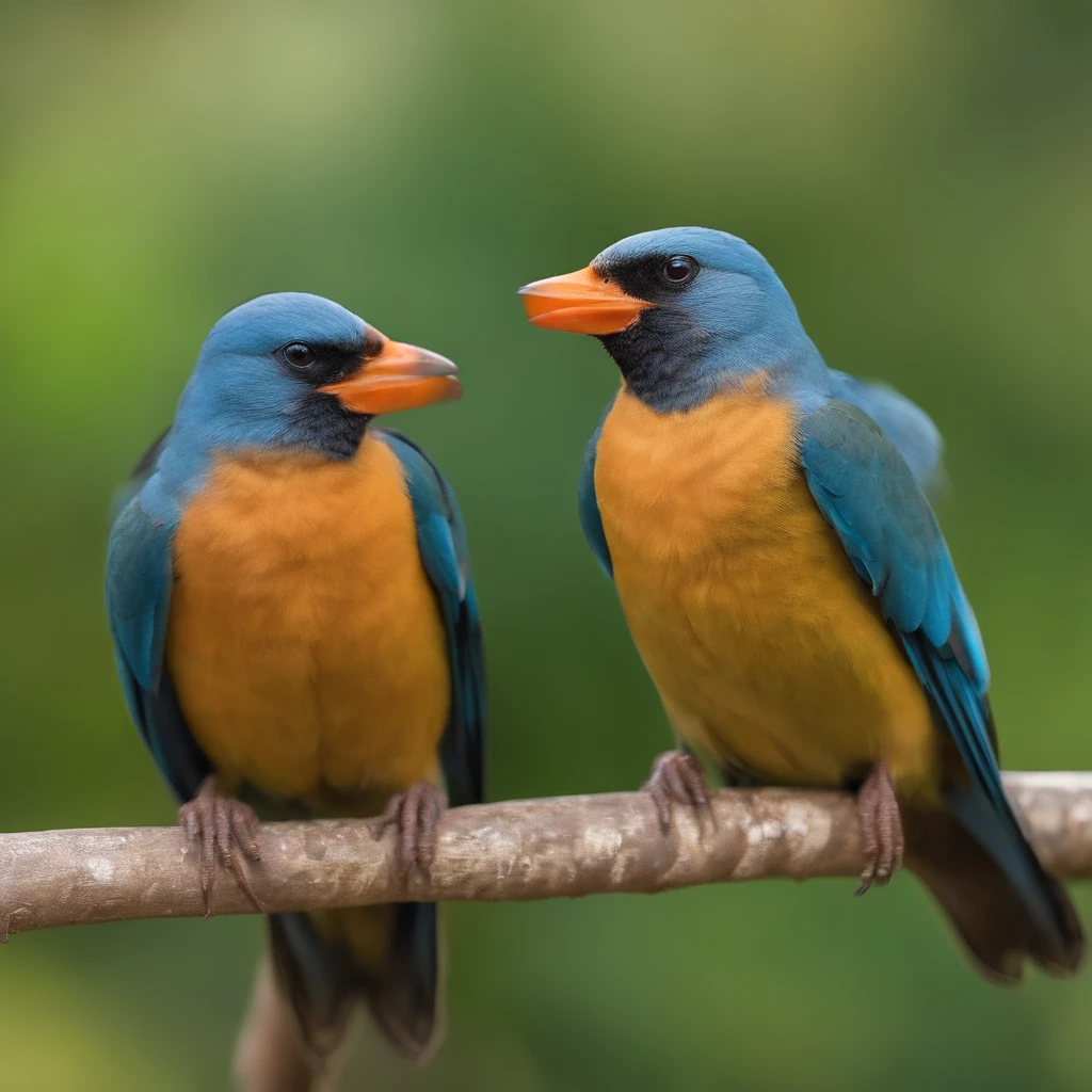 Ring-Neck, pintura realista de um casal de ring-neck,Blue ring-neck bird couple,verde,Beautiful Bird Couple Painting,HD,ultra detalhado
