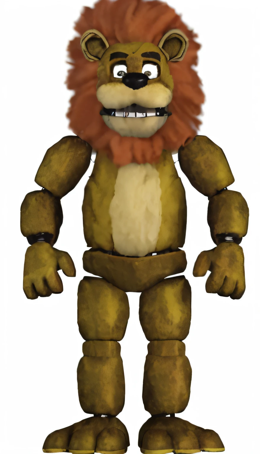 Prompt: imagine a beautiful biped humanoid lion animatronic following the same design of the characters from the famous game "five nights at freddys"