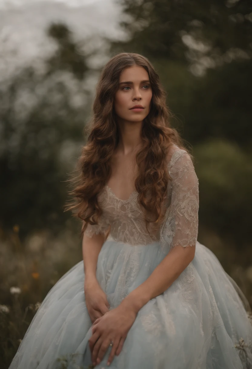 imagem realista, qualidade 8k, jovem de , corpo exuberante, seios pequenos, uma cintura fina proporcional ao corpo, Her hair is too white, lisos e compridos, She has blue eyes, You're lying in your bed