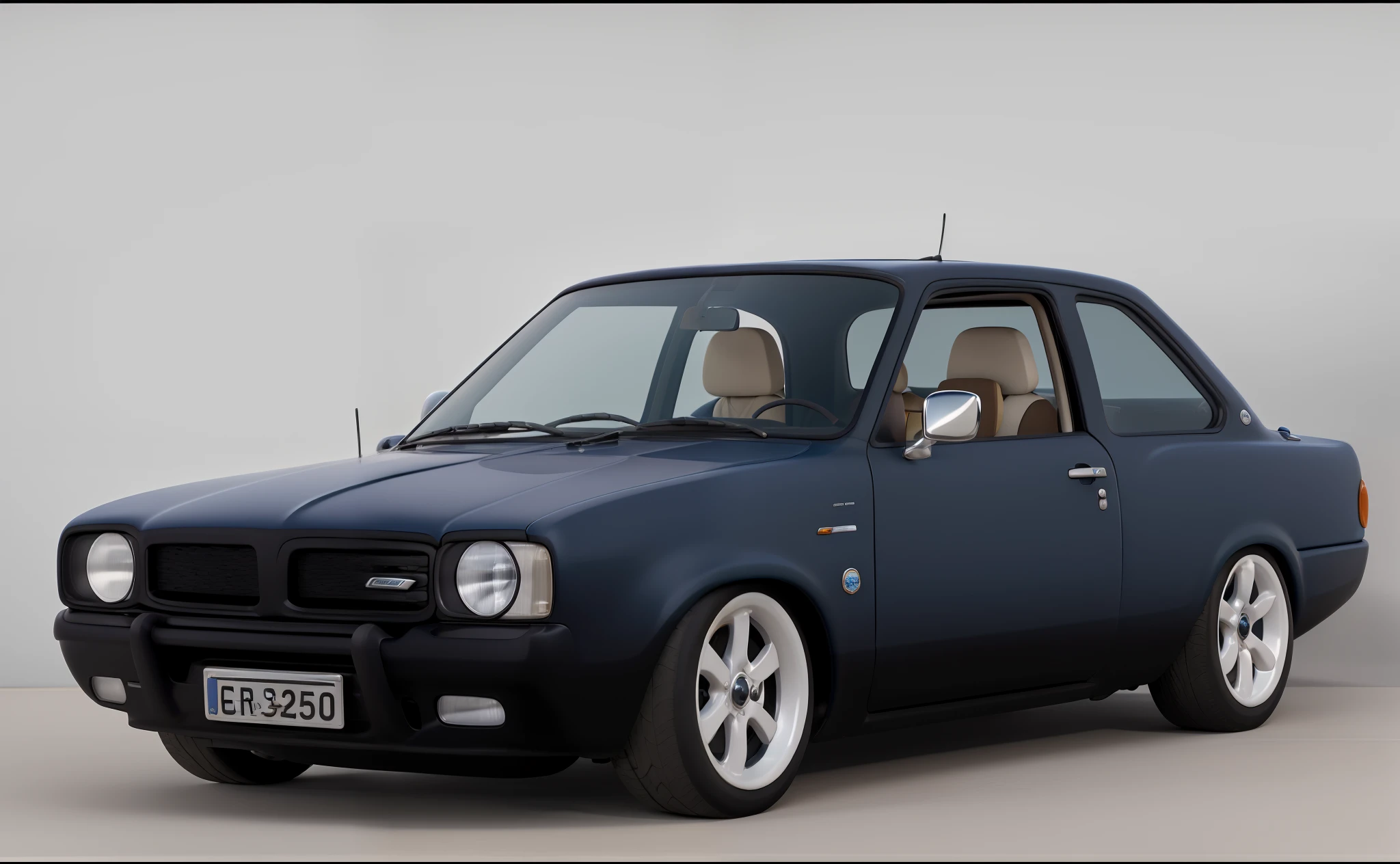 Obra-prima, de melhor qualidade, carro em uma garagem de madeira com 5 amigos tomando cerveja, uma cachorro branco com preto, blue skies, dentro da garagem uma faixa ao fundo com o logotipo da chevrolet